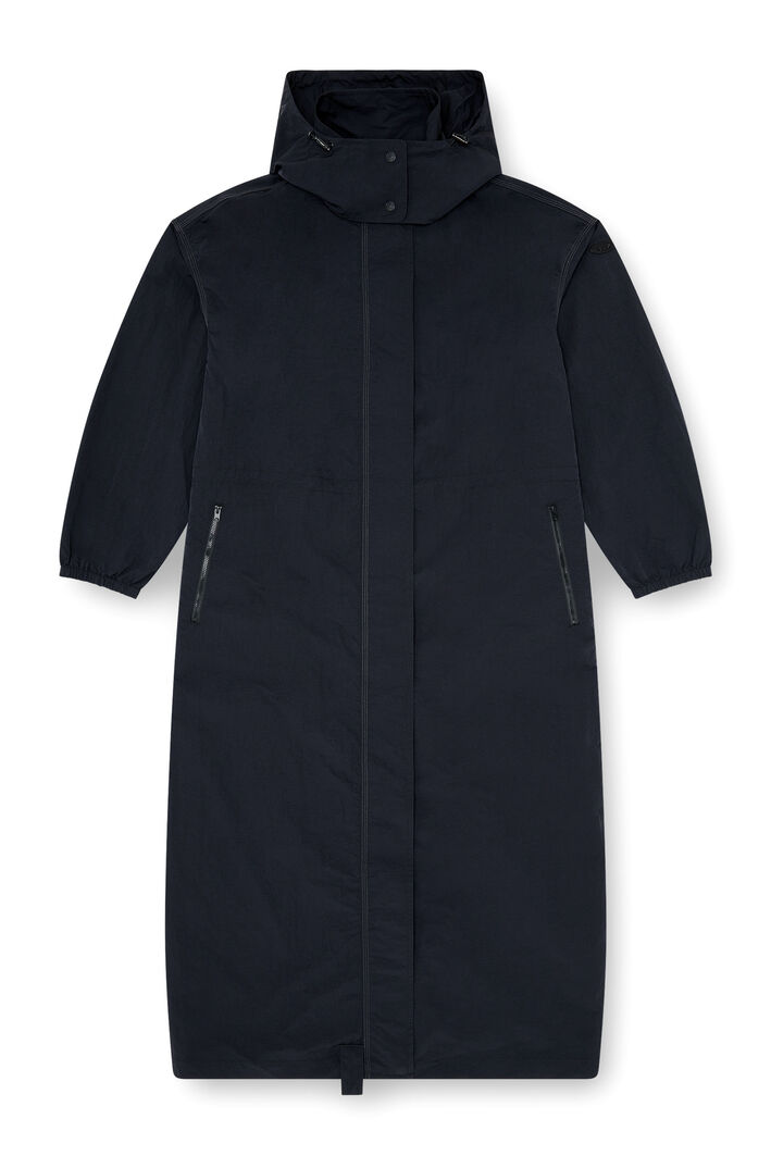 Diesel - G-ASTER-T1, Woman's Nylon trench coat with detachable hood in Night Blue - 3