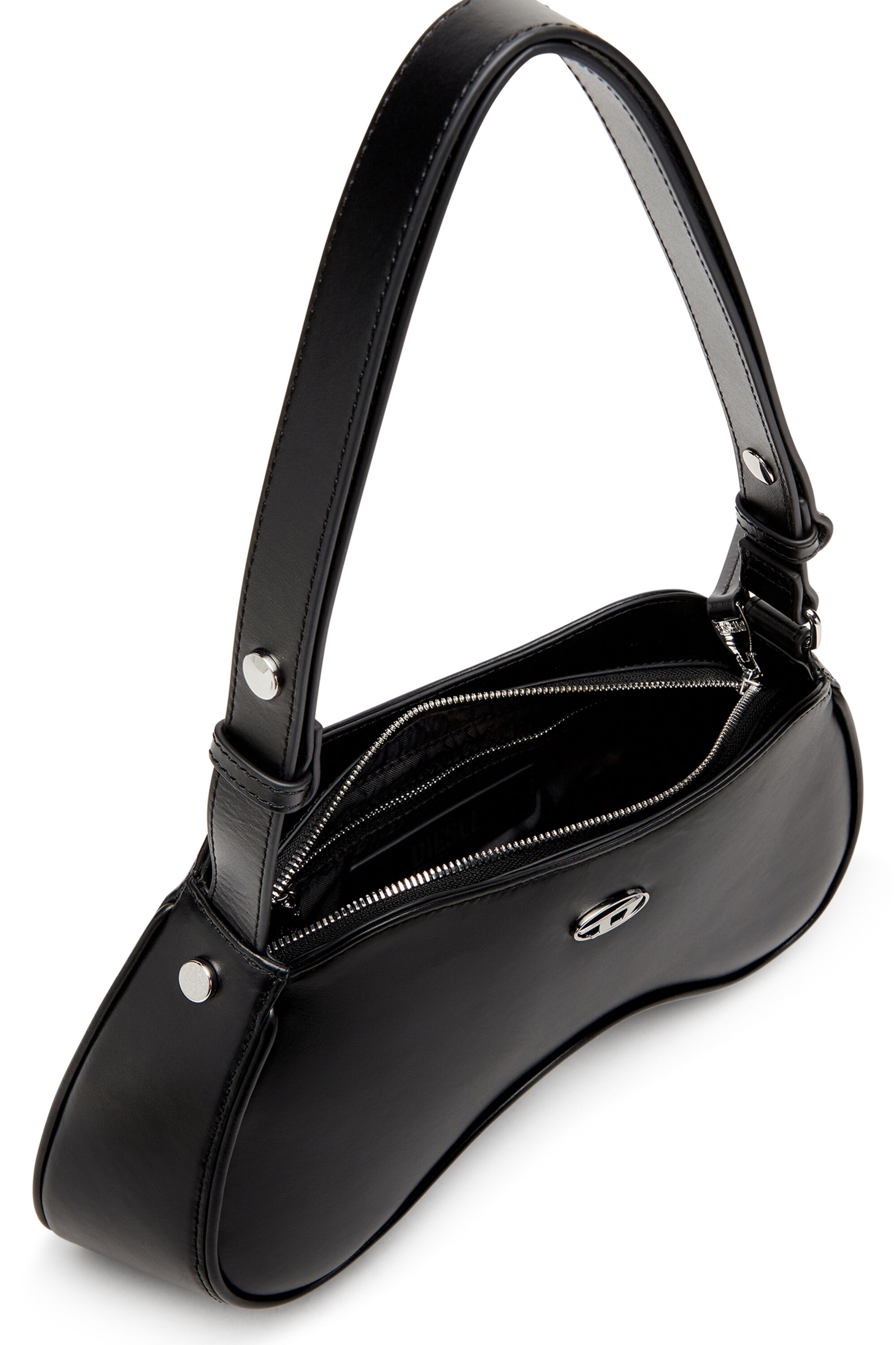 Diesel - PLAY SHOULDER, Woman's Play-Semi gloss leather shoulder bag in Black - 5
