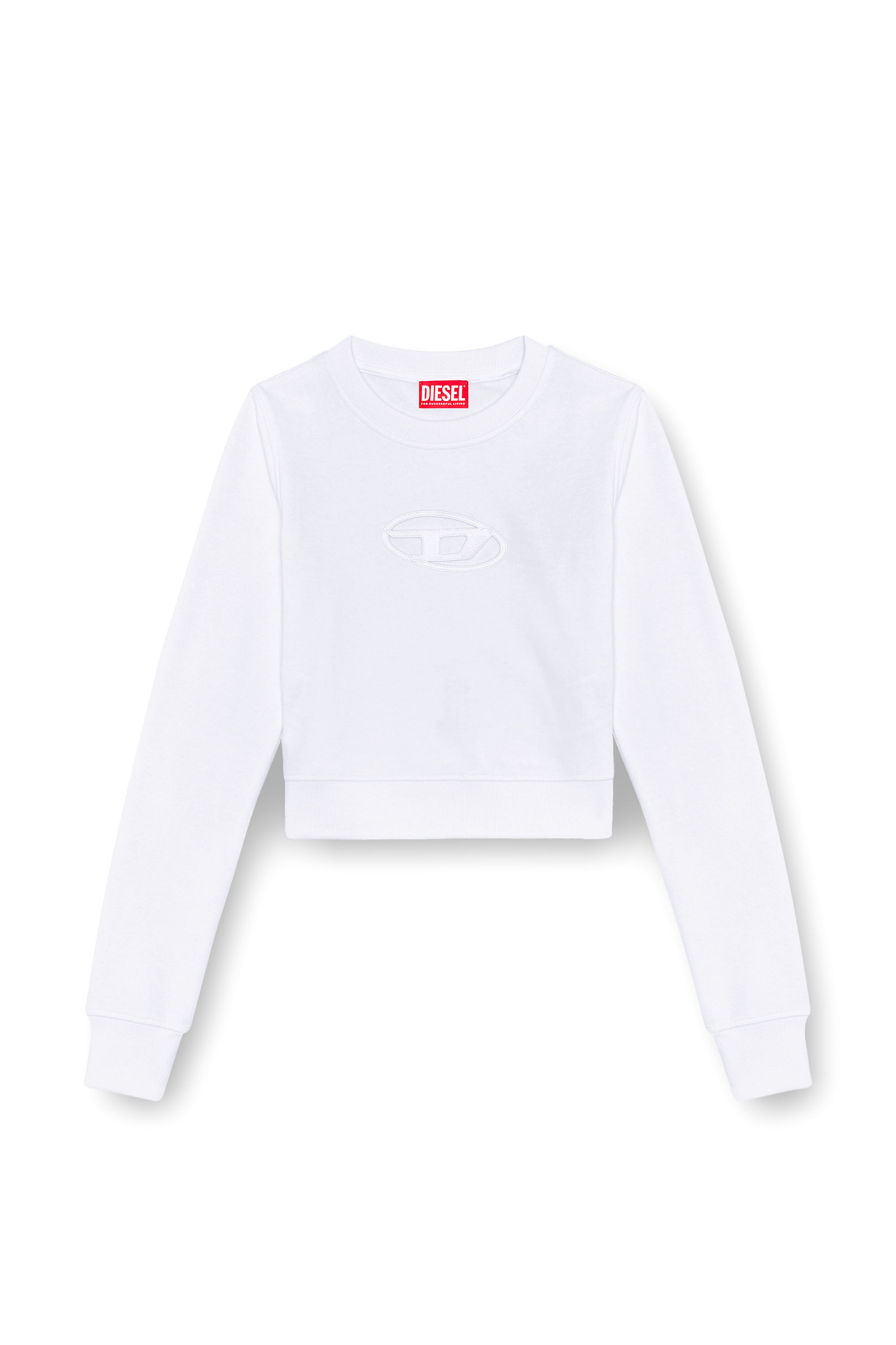 Diesel - F-SLIMMY-OD, Woman's Cropped sweatshirt with cut-out logo in White - 2