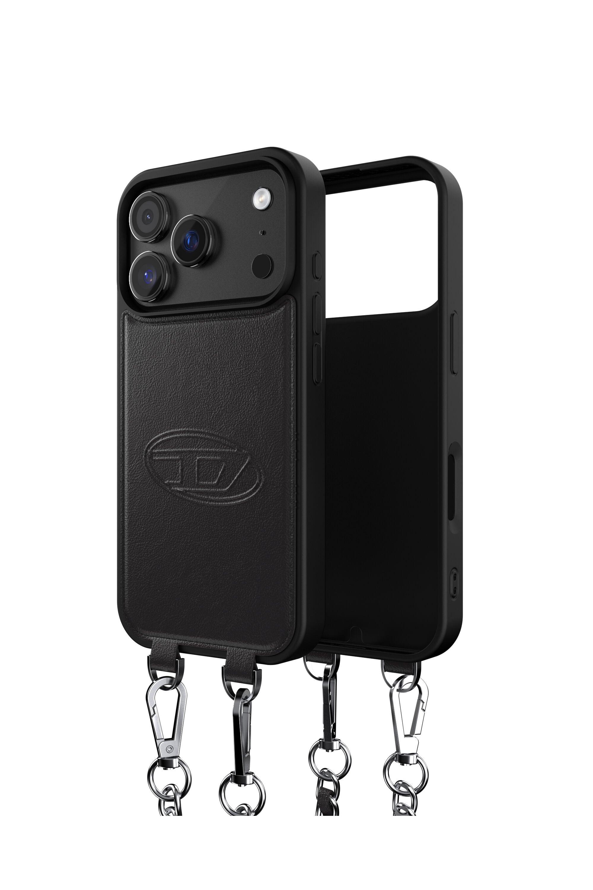 Diesel - 60662 MOULDED CASE, Unisex's Oval D case with wrist strap and MagSafe for iPhone 17 Pro in Black - 1