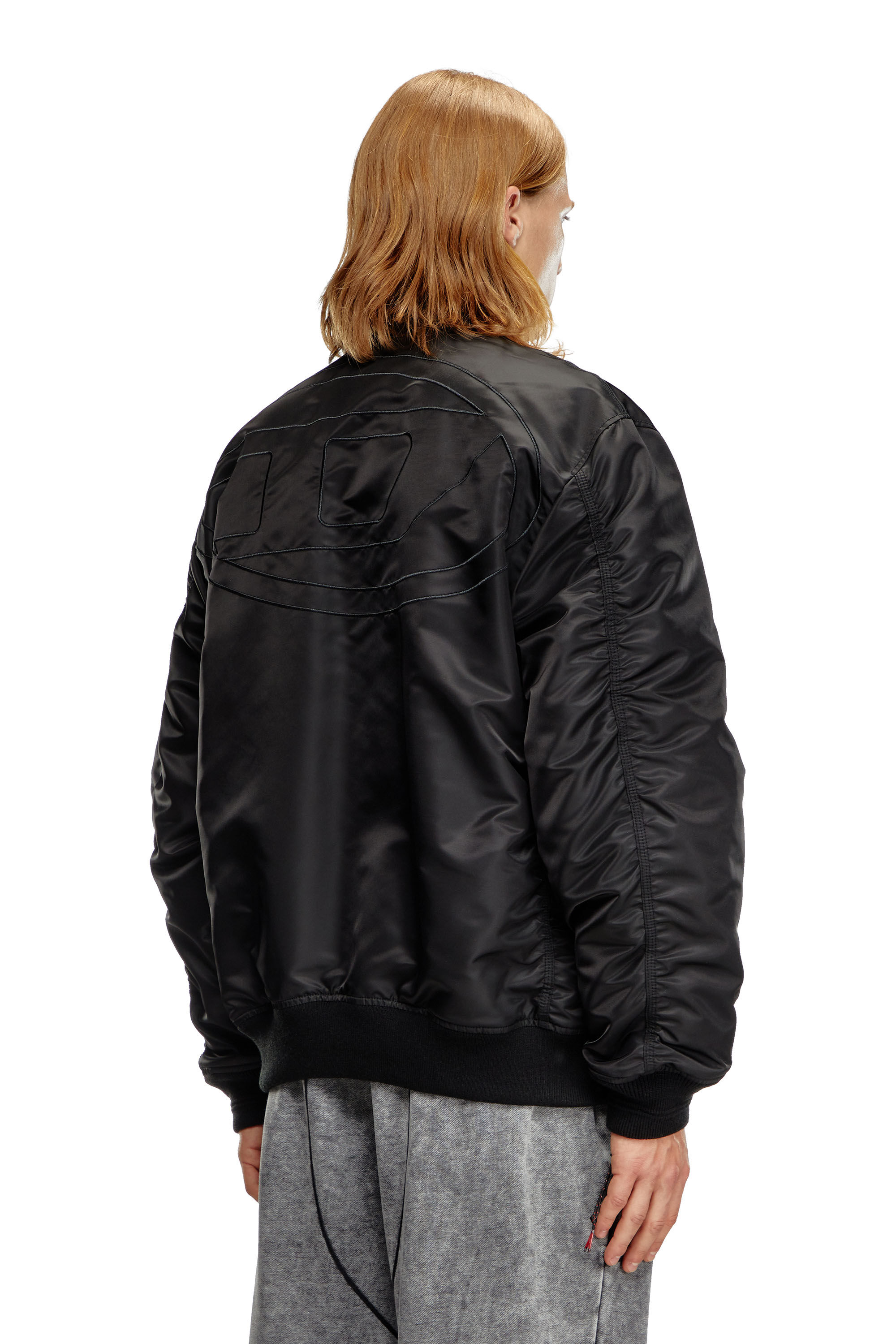 Diesel - J-HELD, Man's Bomber in padded nylon with Oval D in Black - 4