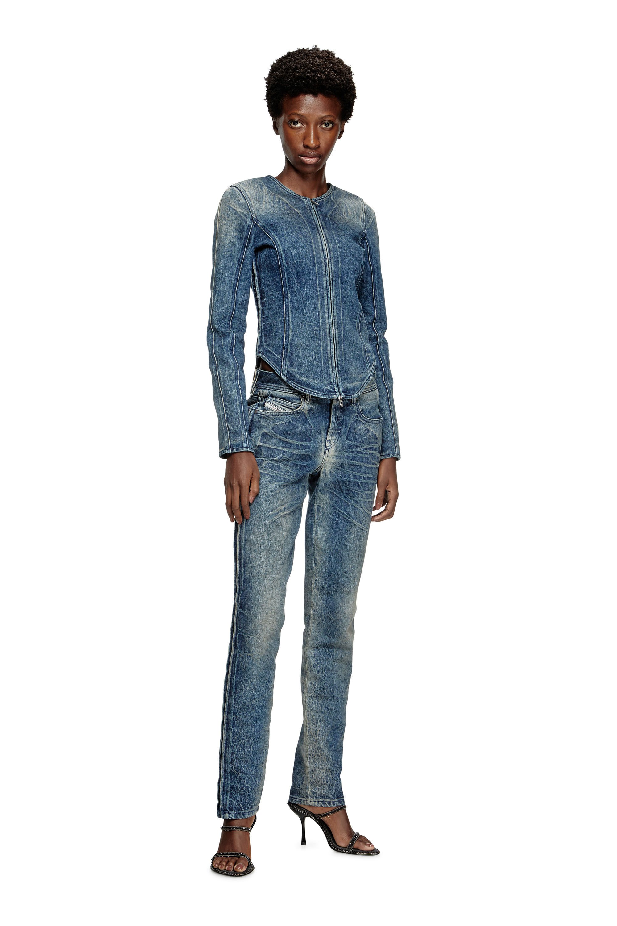 Diesel - DE-GARY-FSG, Woman's Jacket in Ghost Embossed denim in Dark Blue - 1