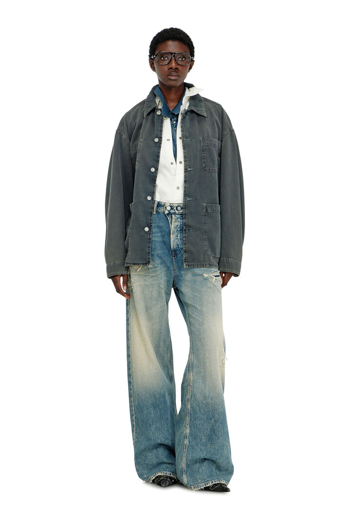 Diesel - D-STACK-U, Unisex's Utility-style jacket in coloured denim in Grey - 2