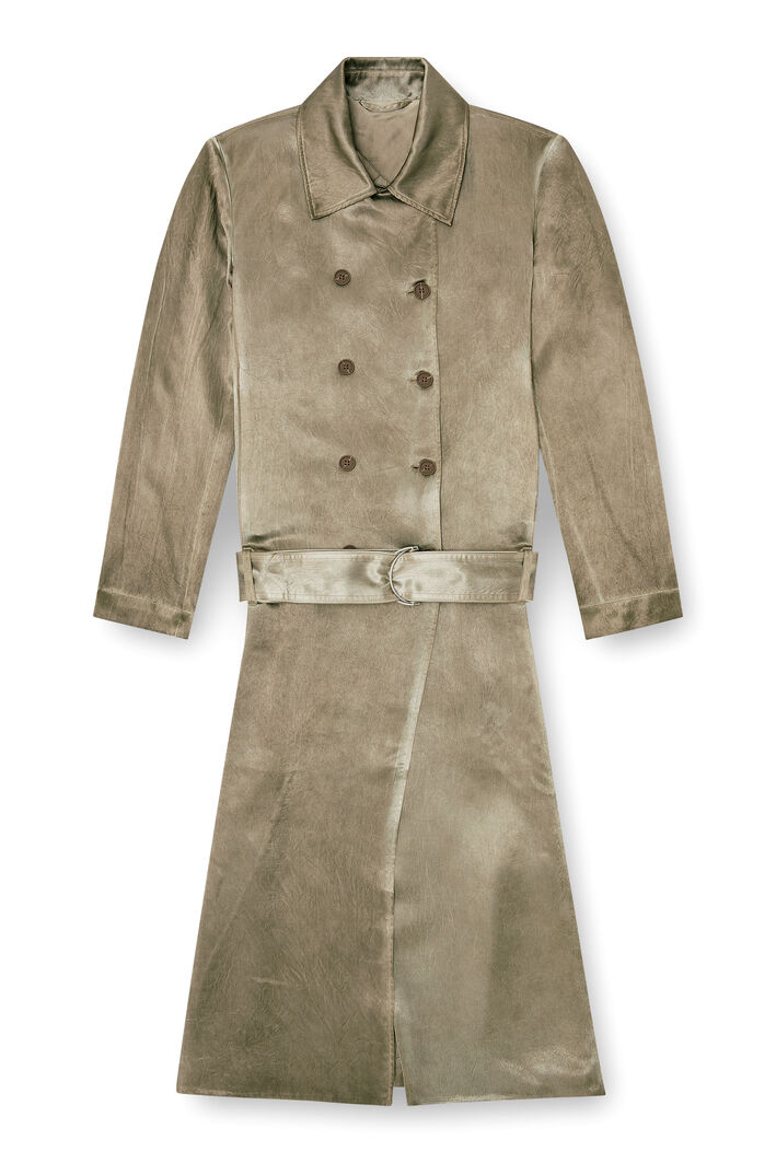 Diesel - G-LADES, Woman's Trench coat in wrinkled satin in Light Brown - 3