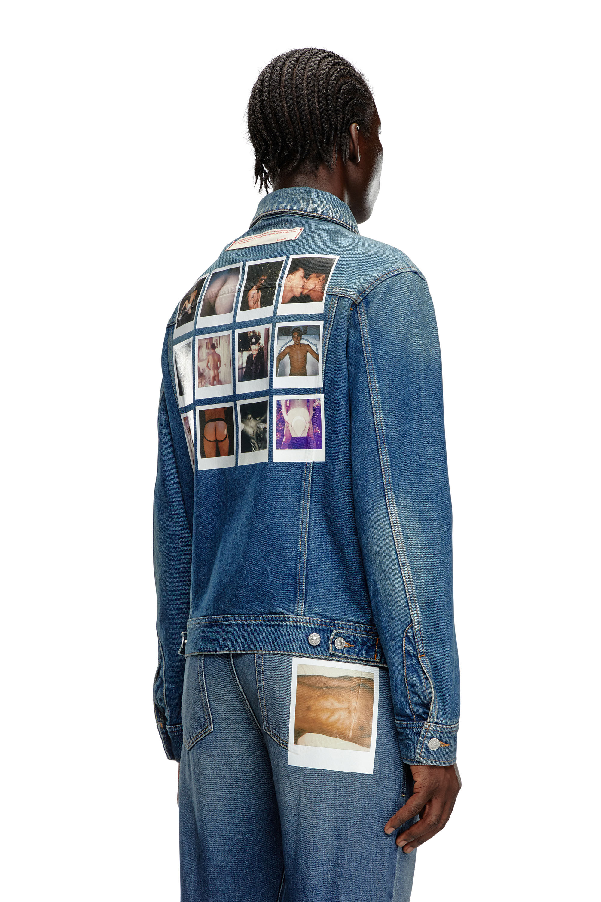 Diesel - PR-D-BARCY, Unisex's Trucker jacket with polaroid patches in Medium blue - 4