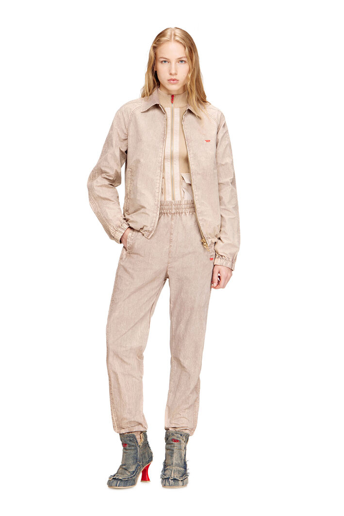 Diesel - J-FENIC-AG, Unisex's Taslan jacket with striped sleeves in Light Brown - 2