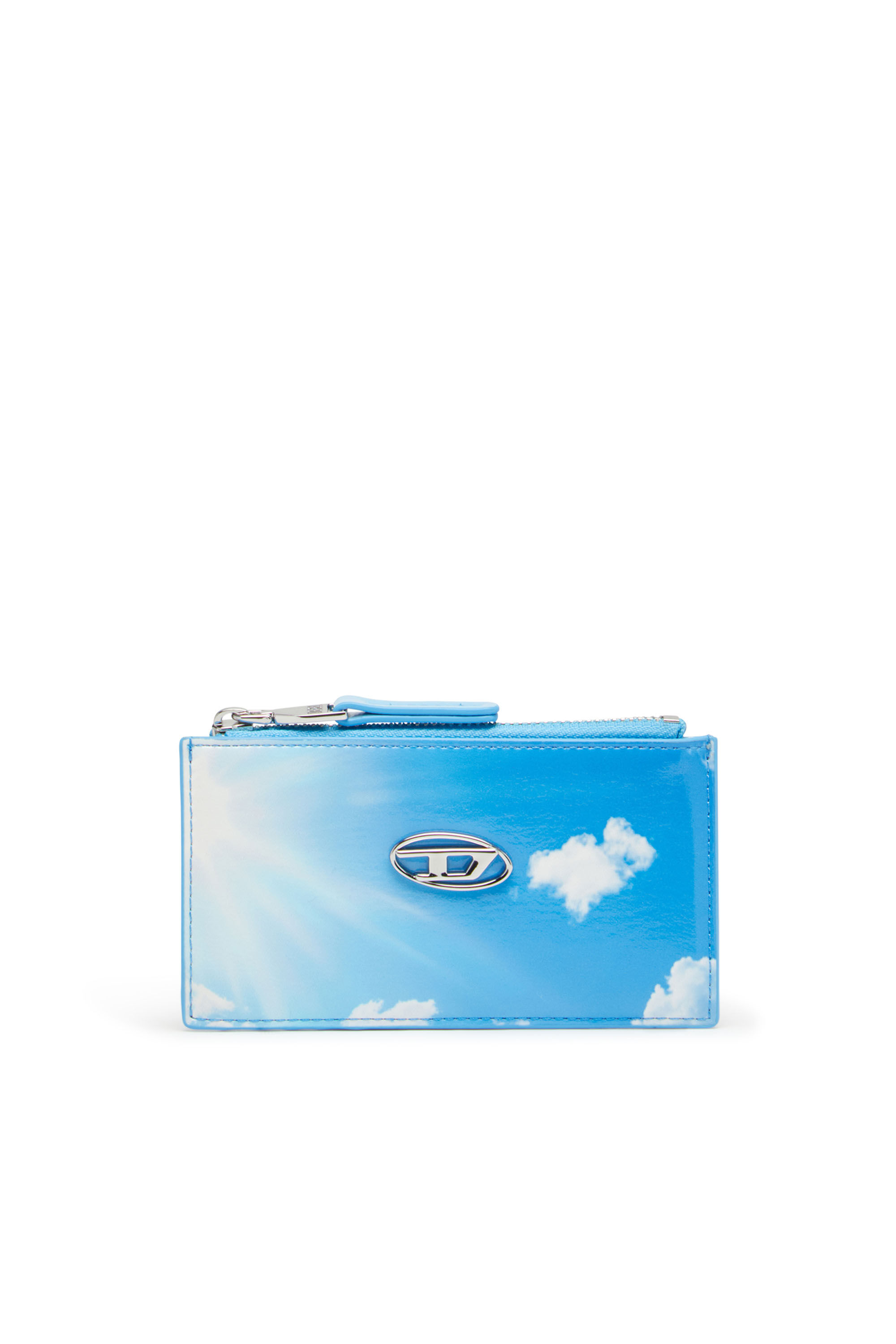 DIESEL☆ Card holder in printed glossy PU ライトブルー Women's Card holder in printed glossy PU | Blue | Diesel