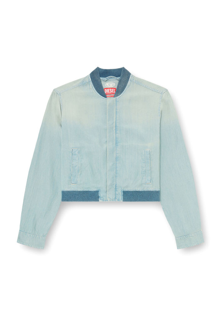 Diesel - DE-RANIA-S1, Woman's Bomber-shirt in fluid dirt-effect denim in Light Blue - 3