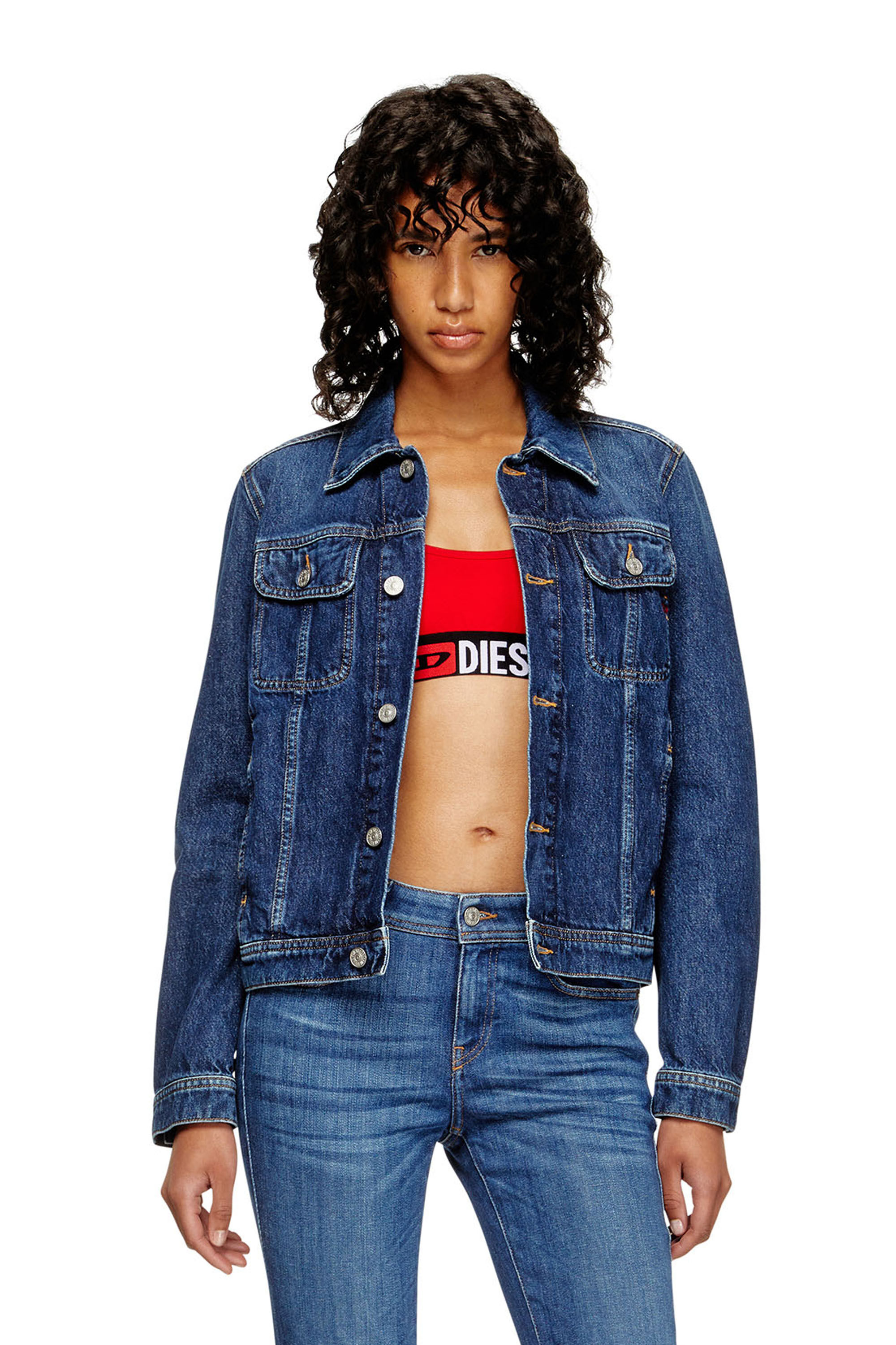 Diesel - UFSB-ORIBA, Woman's Bralette with logo band in Red - 5