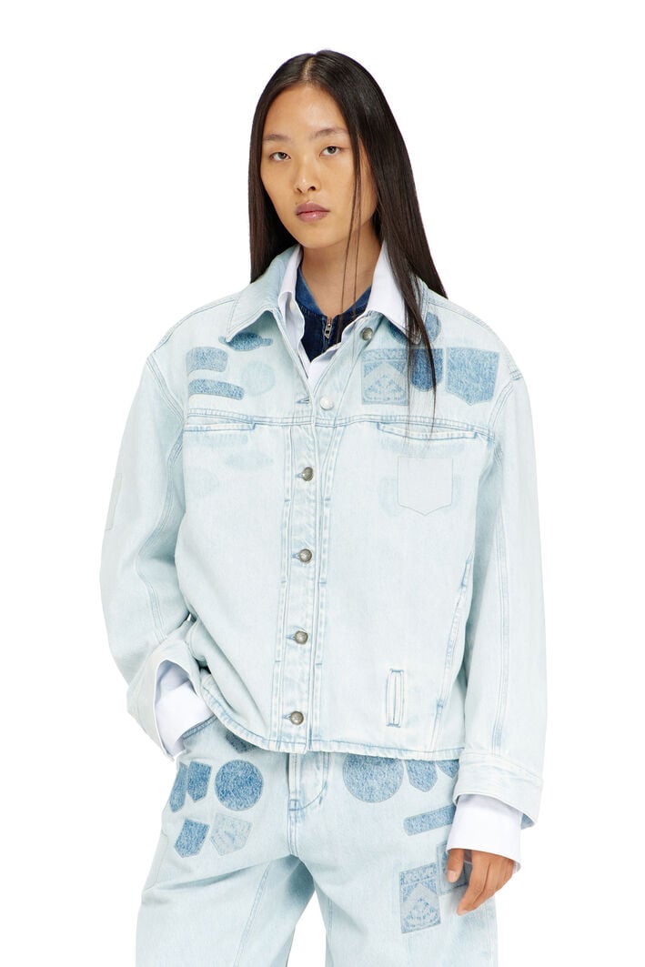 Diesel - D-RYMAVO-S, Unisex's Denim overshirt with patch effects in Light Blue - 1