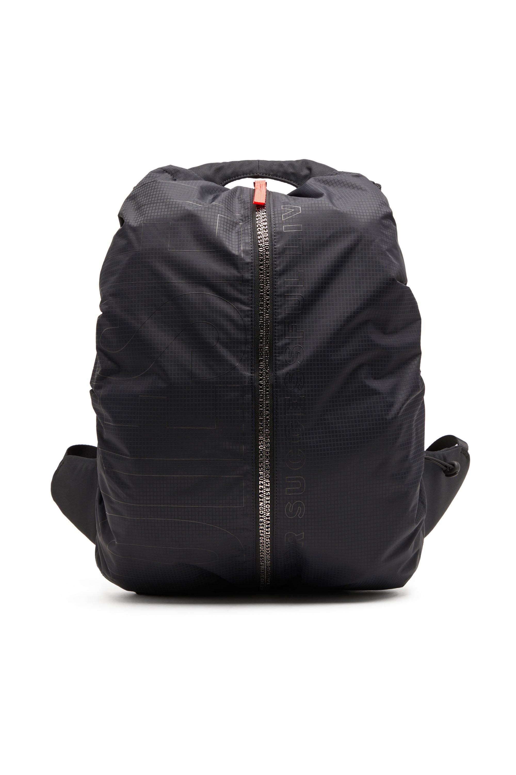 Diesel - ZIP-D BACKPACK X, Man Backpack in check-jacquard shell in Black - Image 1