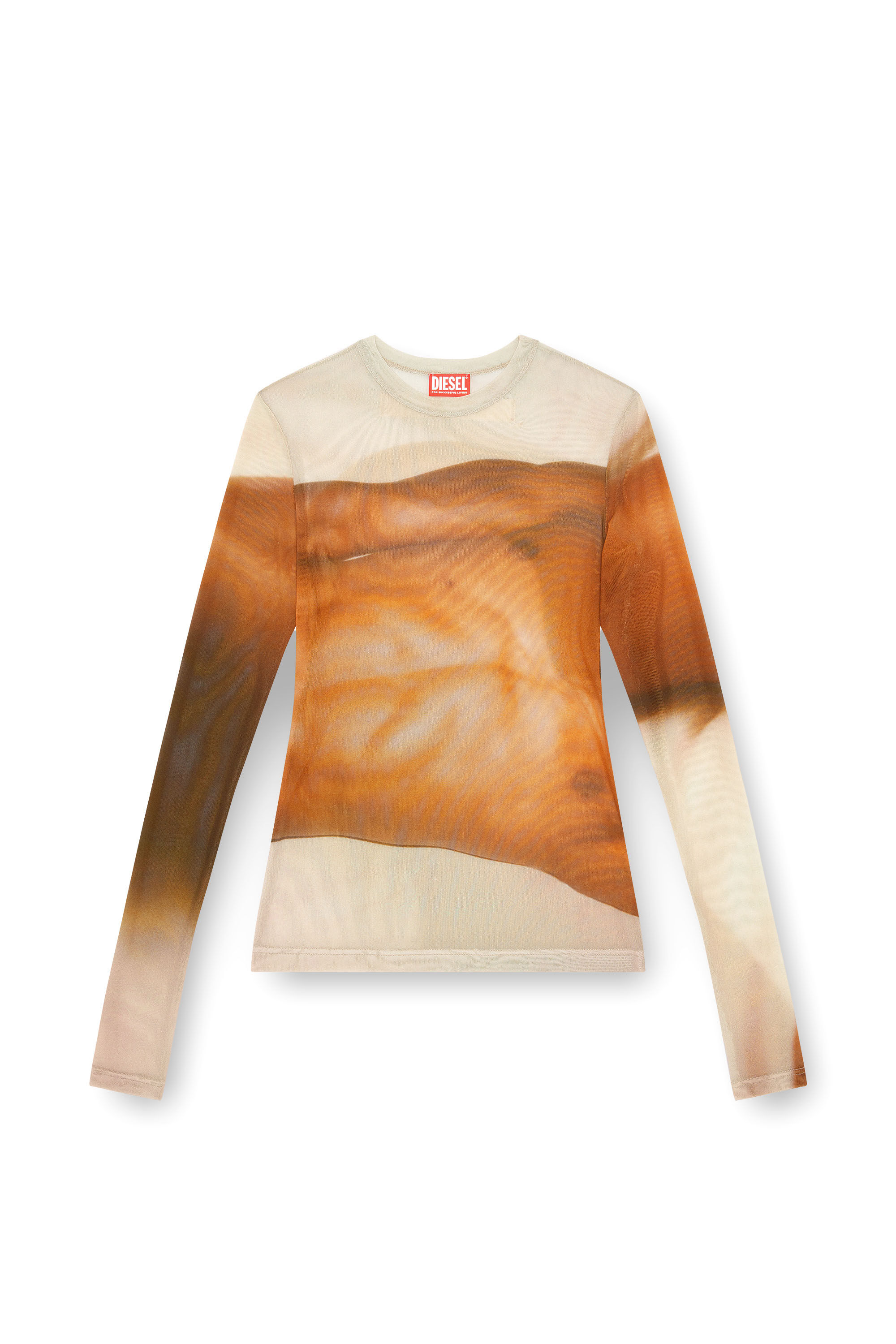 Diesel - PR-T-SIELAR-SS, Unisex's Tulle T-shirt with close-up prints in Face Powder - 2