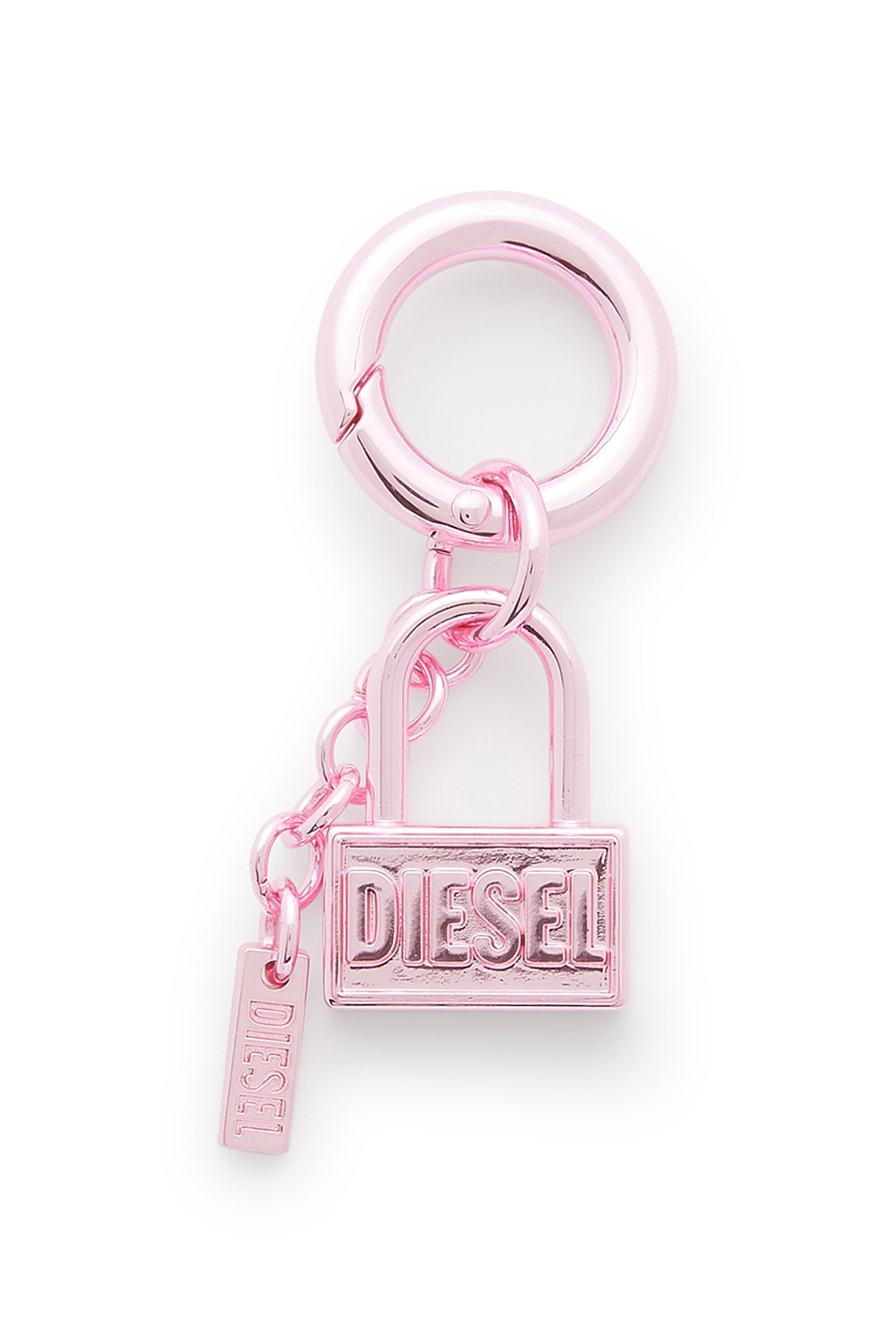 Diesel - CHARM-LOCK, Unisex's Metal keyring charm with padlock design in Pink - 1