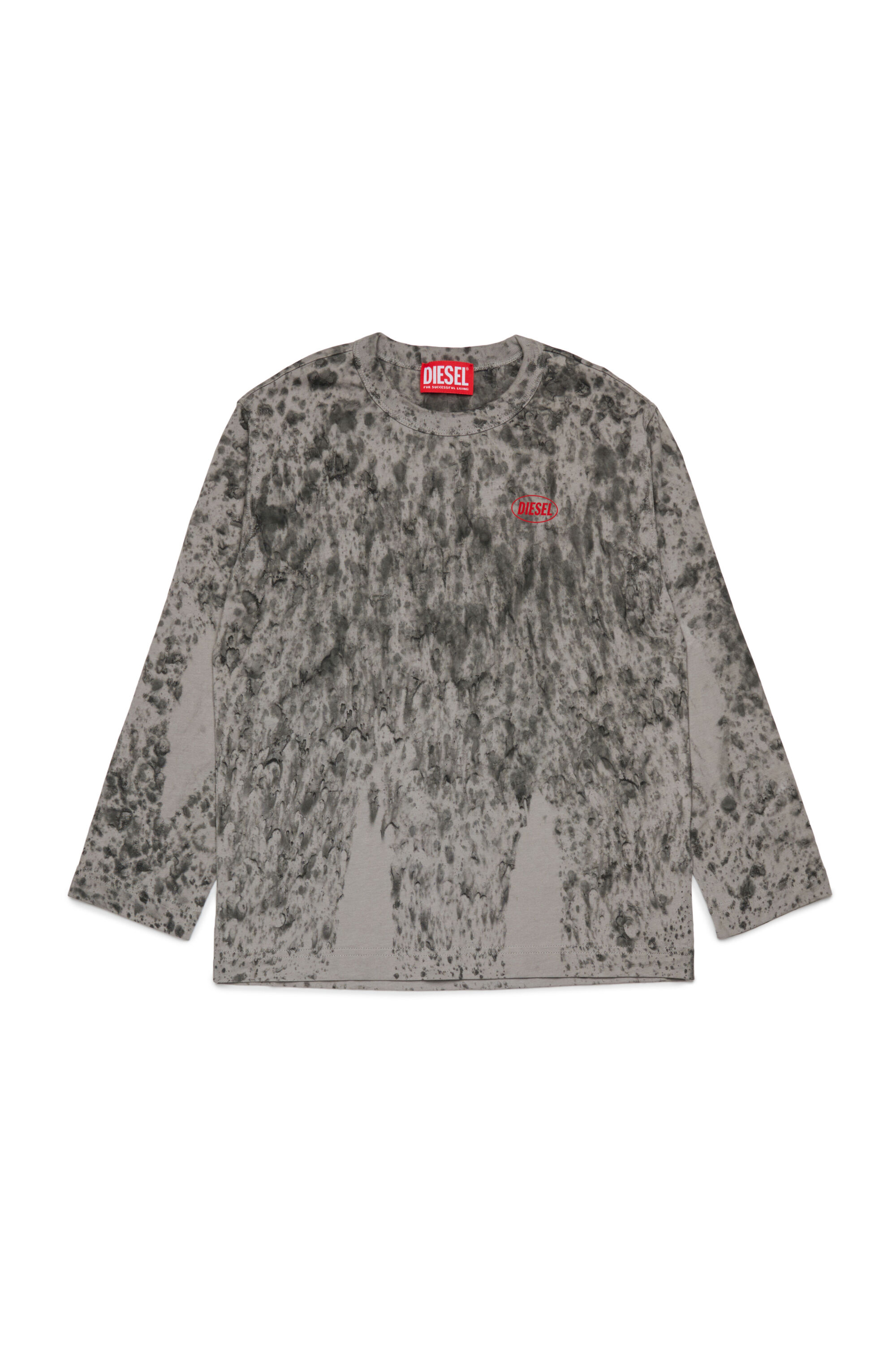 Diesel - TANCREDI OVER, Man's Cotton t-shirt with marbled effect in Dark grey - 1