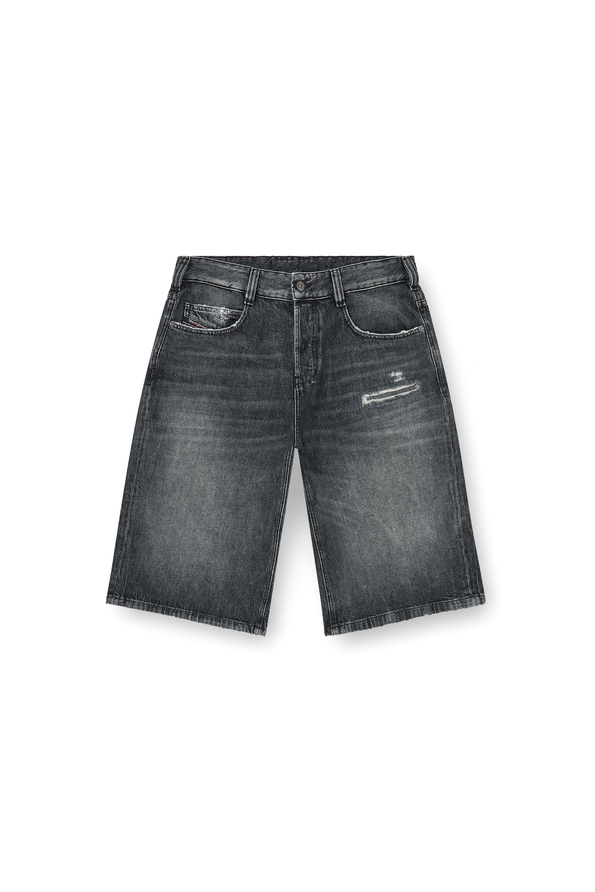 Diesel - D-ENIM-M-SHORT, Unisex's Denim relaxed shorts with abrasions in Grey - 2