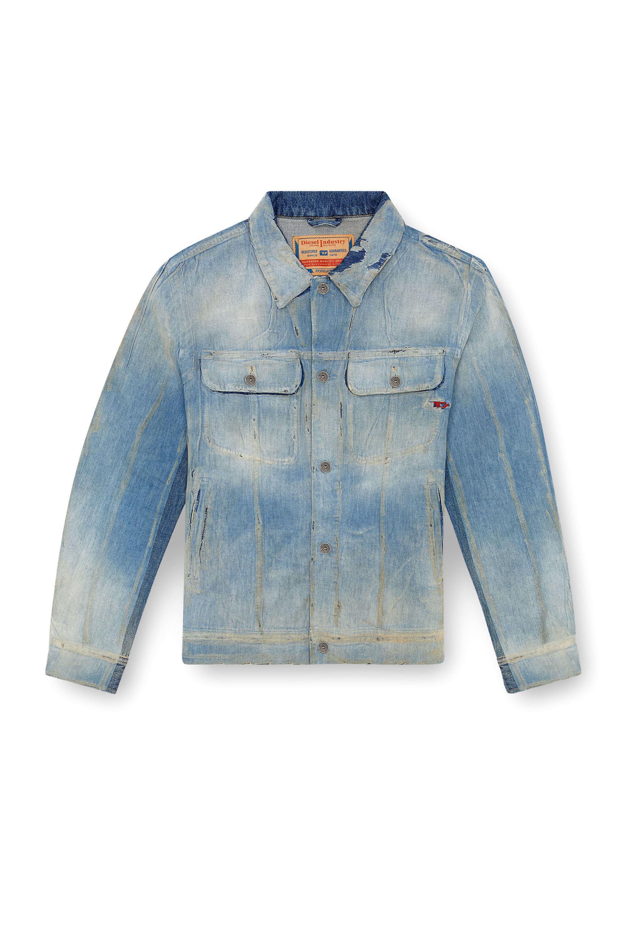 Diesel - D-BARCY-S3, Man's Trucker jacket in peel-off denim in Light Blue - 2