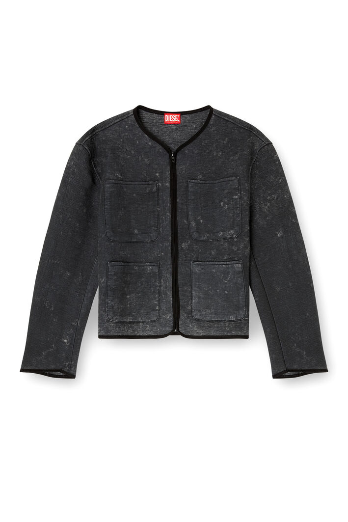 Diesel - G-TES, Woman's Marbled-effect scuba jacket with pockets in Dark grey - 3