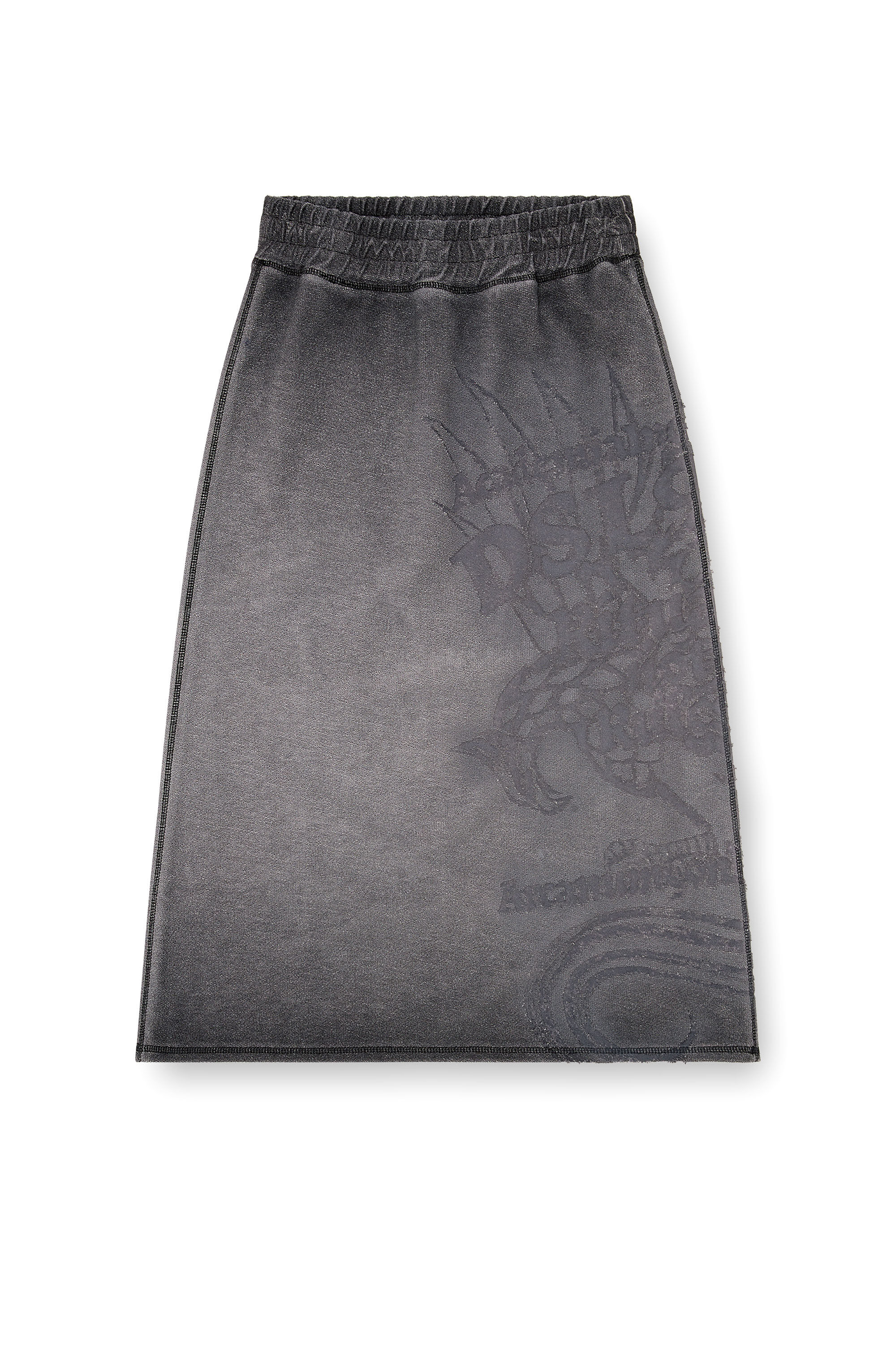 Diesel - O-BEAUTY, Woman's Fleece midi skirt with d&eacute;vor&eacute; print in null - 2