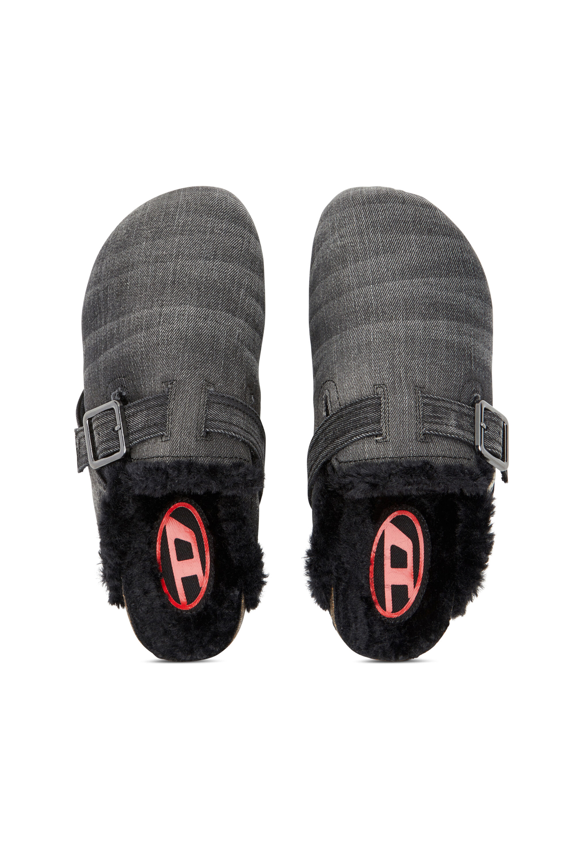 Diesel - D-WOODSTOCK X, Man's D-Woodstock-Denim mules with fluffy lining in Black - 4
