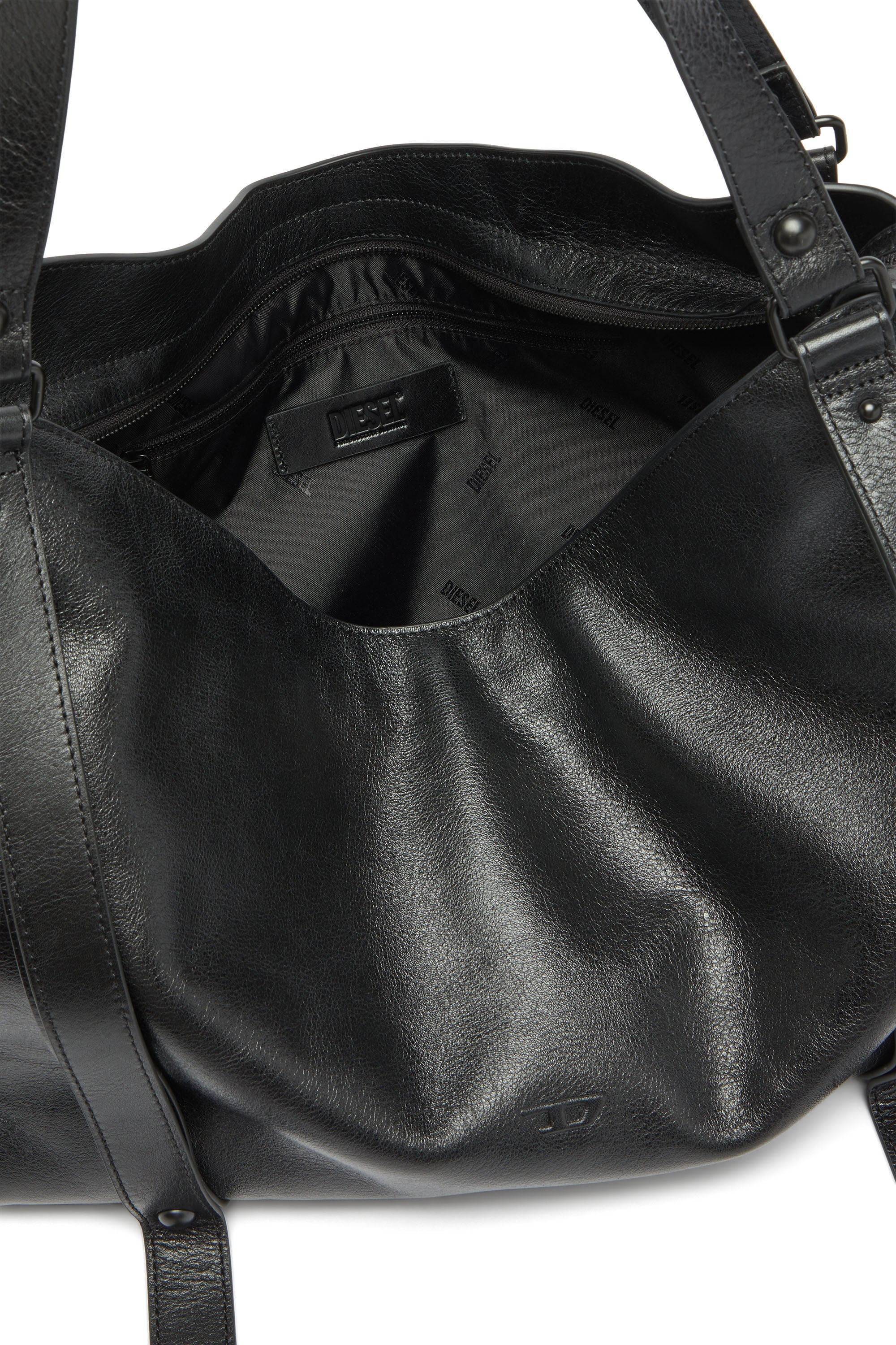 Diesel - D-ONE TOPHANDLE L, Unisex's D-One-Large top-handle bag in leather in Black - 3