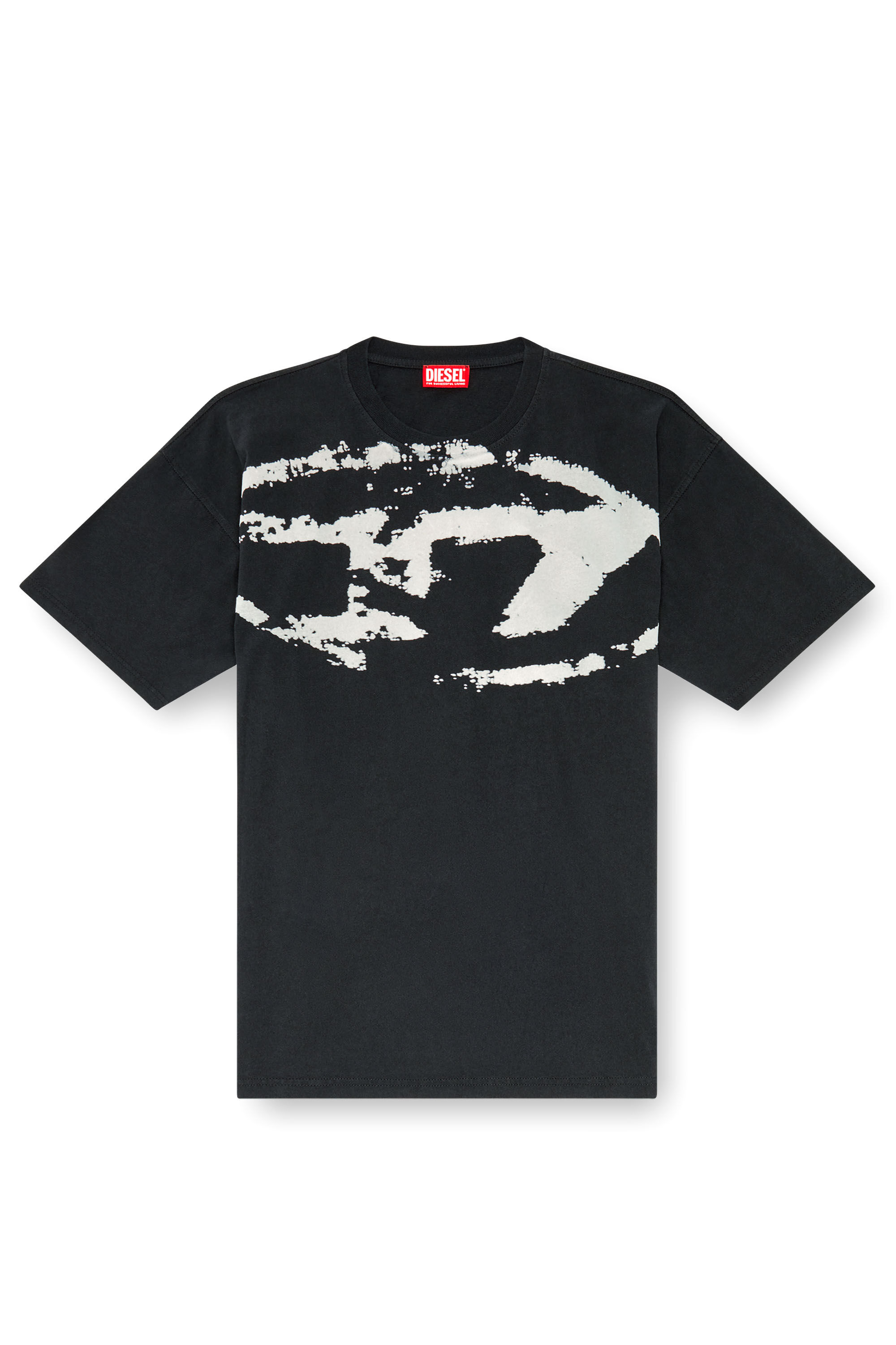 Diesel - T-BOXT-N14, Man's T-shirt with distressed flocked logo in Black - 2