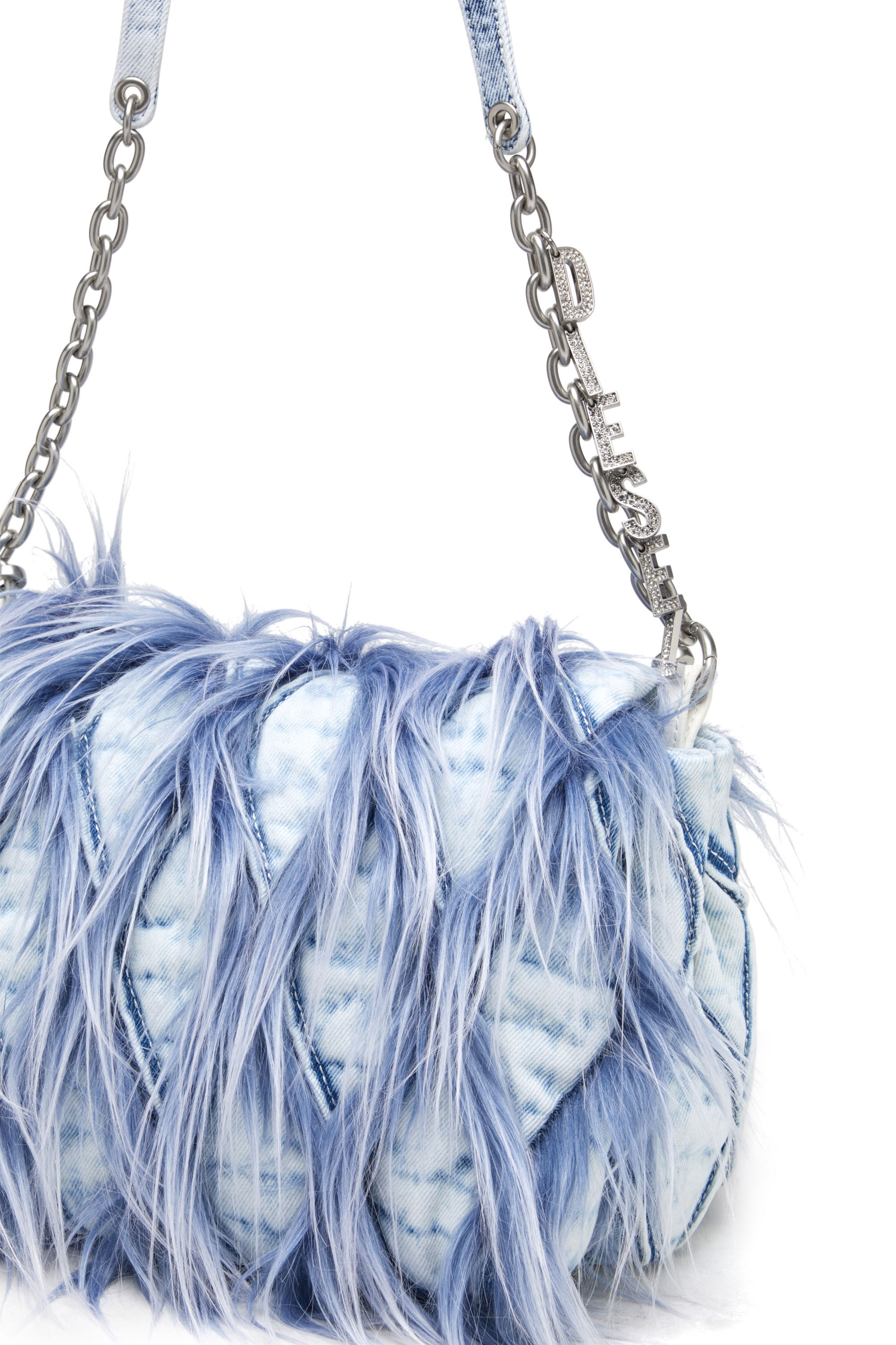 Diesel - CHARM-D SHOULDER M, Woman's Charm-D M-Borsa a spalla in denim e pelliccia sintetica in Blue - 2