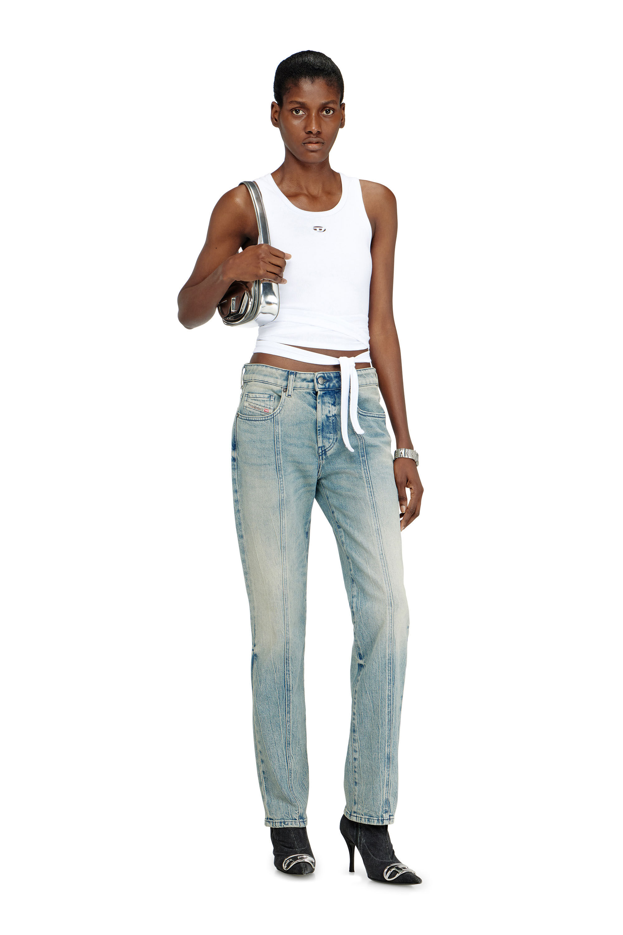 Diesel - 1DR, Woman's 1DR-Iconic shoulder bag in mirrored leather in Silver - 6