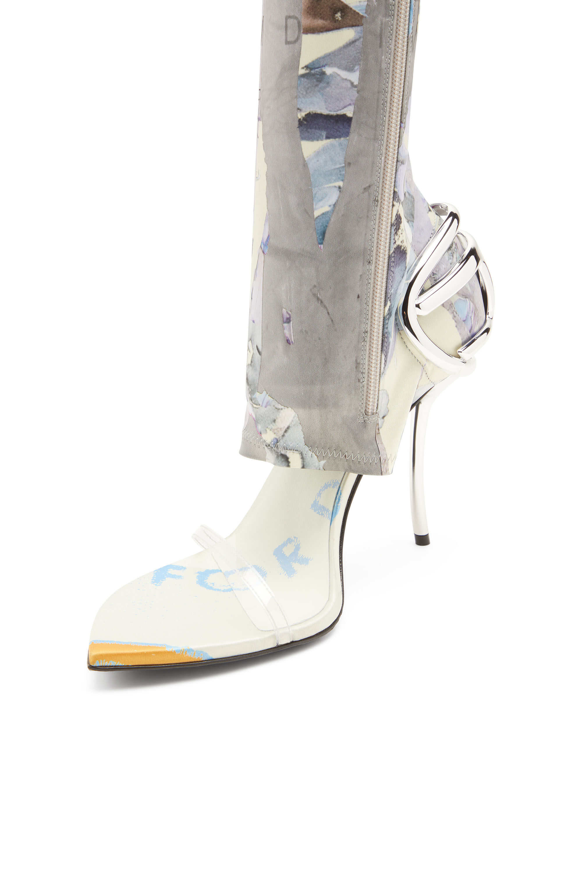 Diesel - D-TEN&HALF SDL KB, Woman's Hybrid sandals with graphic print in White/Blue - 4