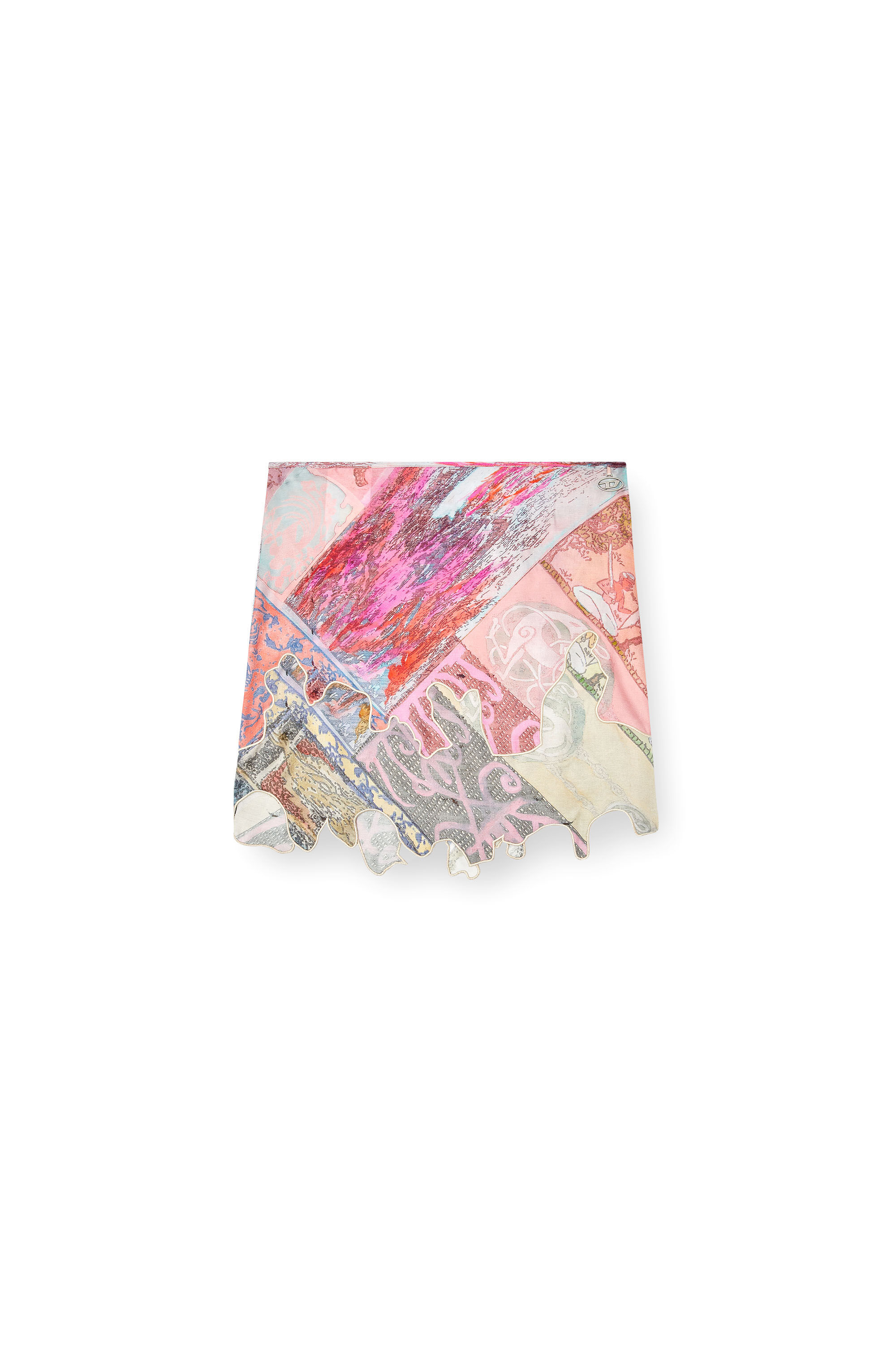 Diesel - O-DARE, Woman's Viscose mini skirt with Heraldic print in Pink - 2