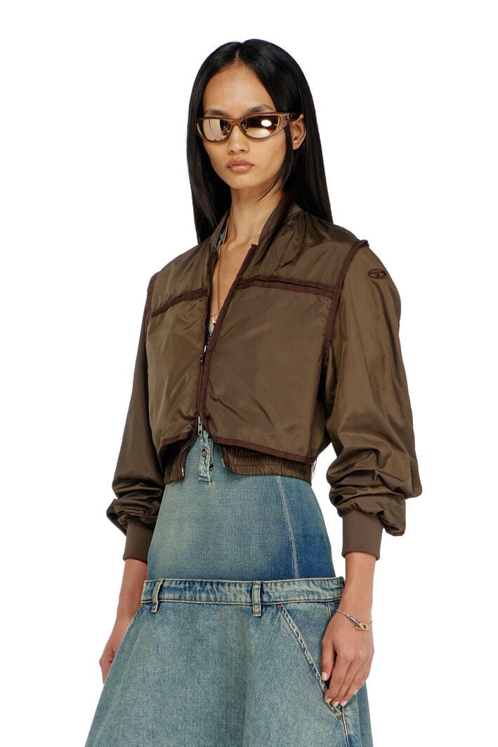 Diesel - G-OTHAM, Woman's Nylon jacket with tonal taping in Brown - 1
