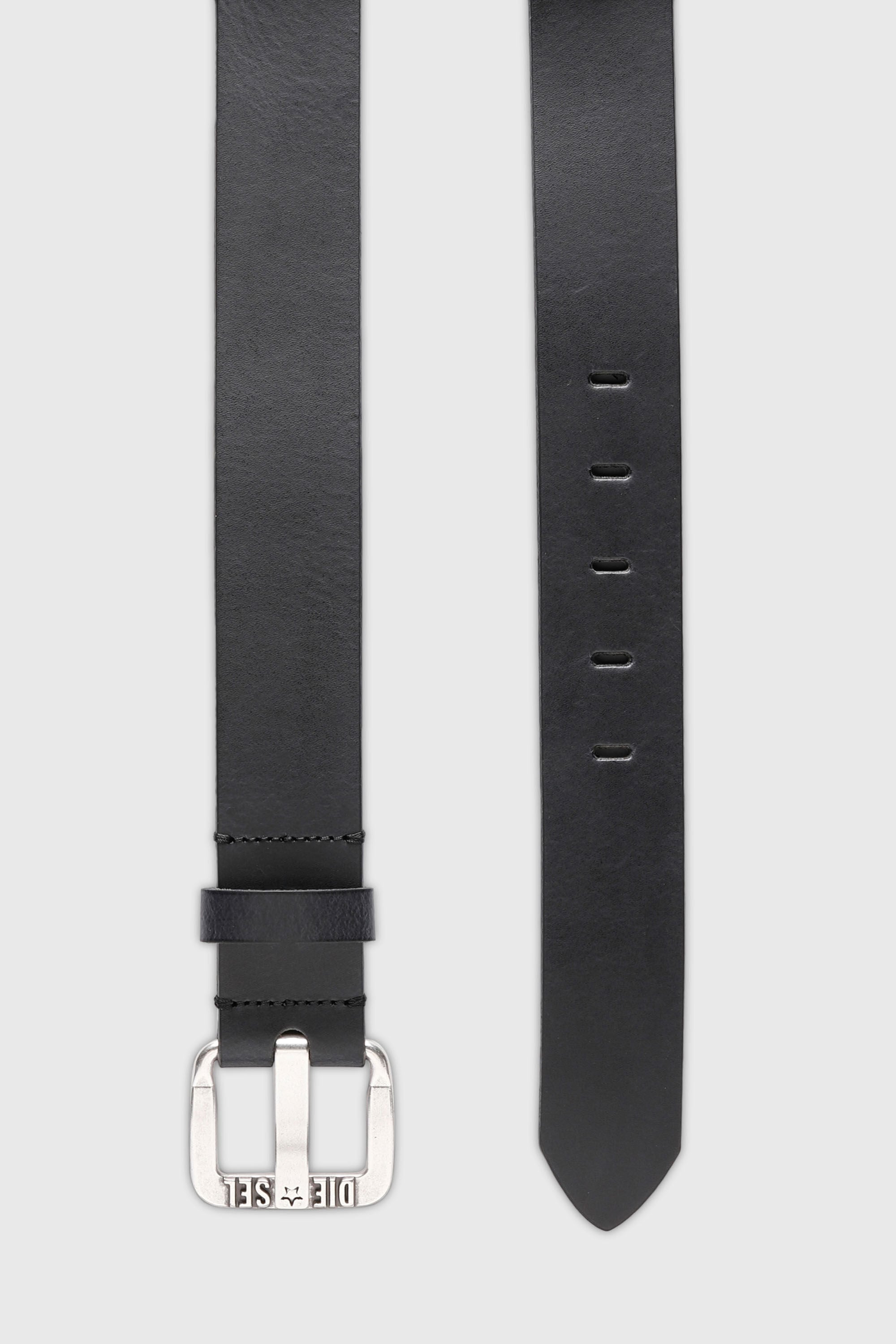 Diesel - B-STAR II, Man's 3.9cm leather belt with metal star logo buckle in Black - 3
