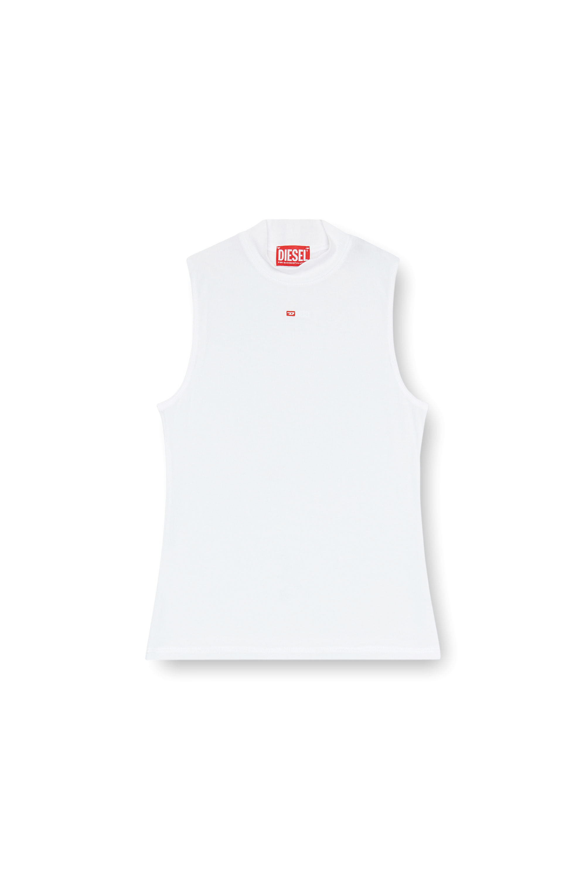 Diesel - T-MOKKY-SL-MICRODIV, Woman's Ribbed tank top with mock neck in White - 2