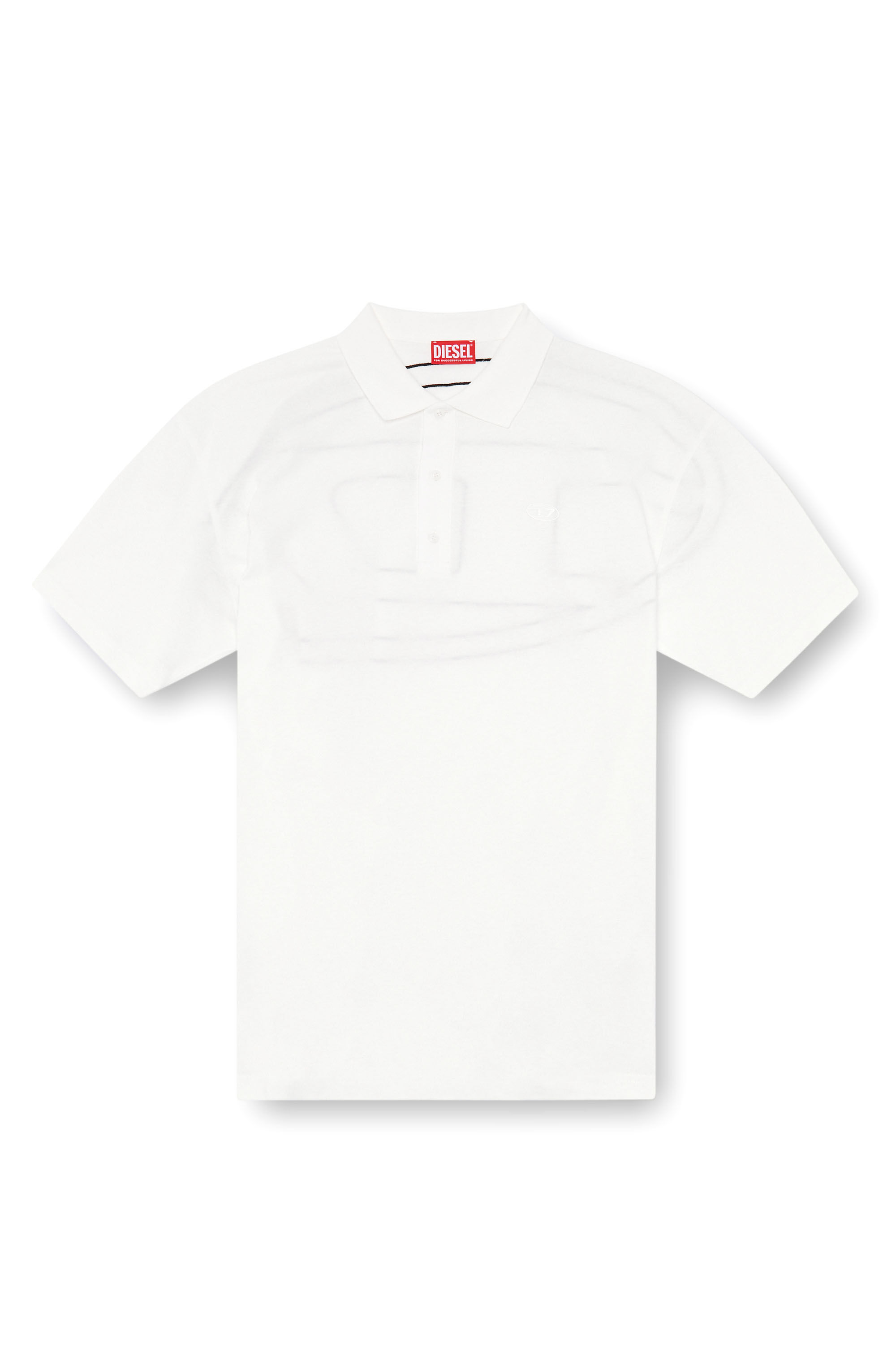 Diesel - T-VORT-MEGOVAL-D, Man's Polo shirt with maxi oval D embroidery in White/Black - 2