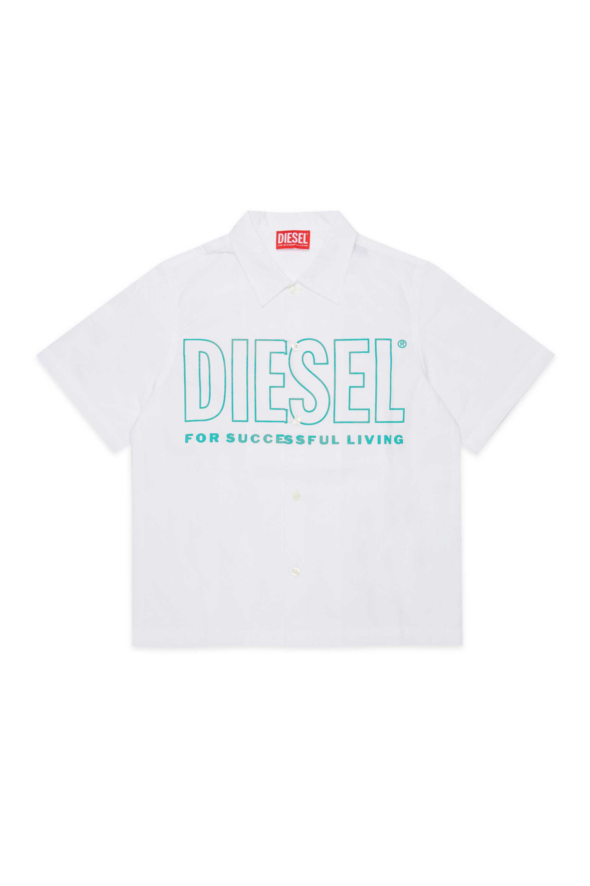 Diesel - MCDRID, Man's Cotton shirt with short sleeves in White - 1