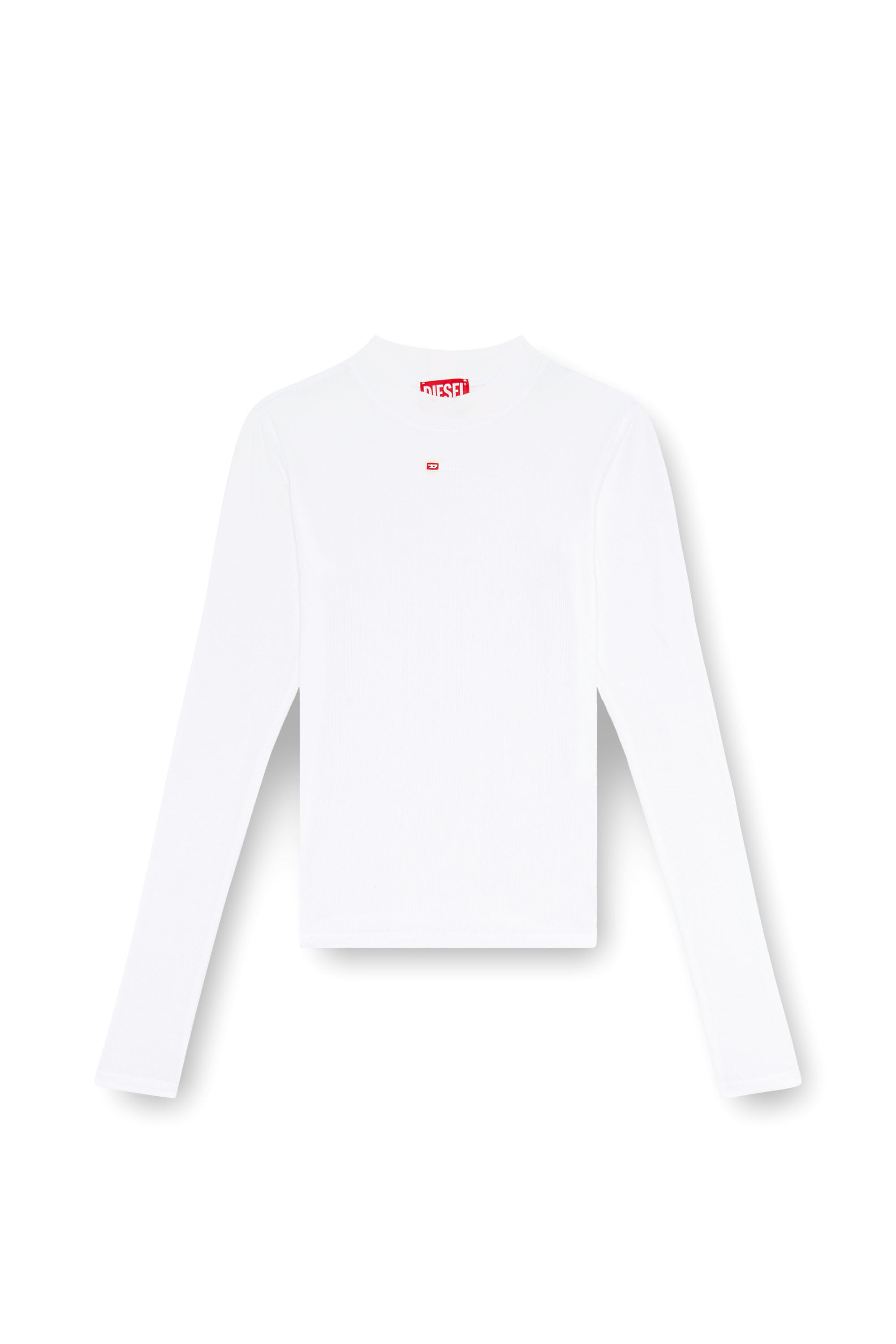 Diesel - T-MOKKY-LS-MICRODIV, Woman's Ribbed top with mock neck in White - 2