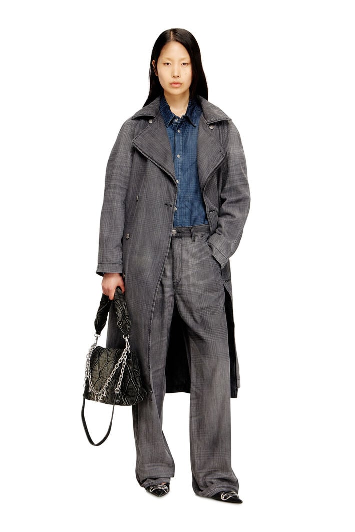 Diesel - D-MATTHEW-S, Unisex's Trench coat in patterned denim in Grey - 1