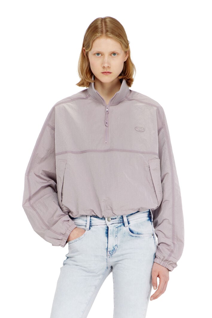 Diesel - G-ANOCK, Woman's Relaxed nylon jacket with mock neck in Lilac - 1