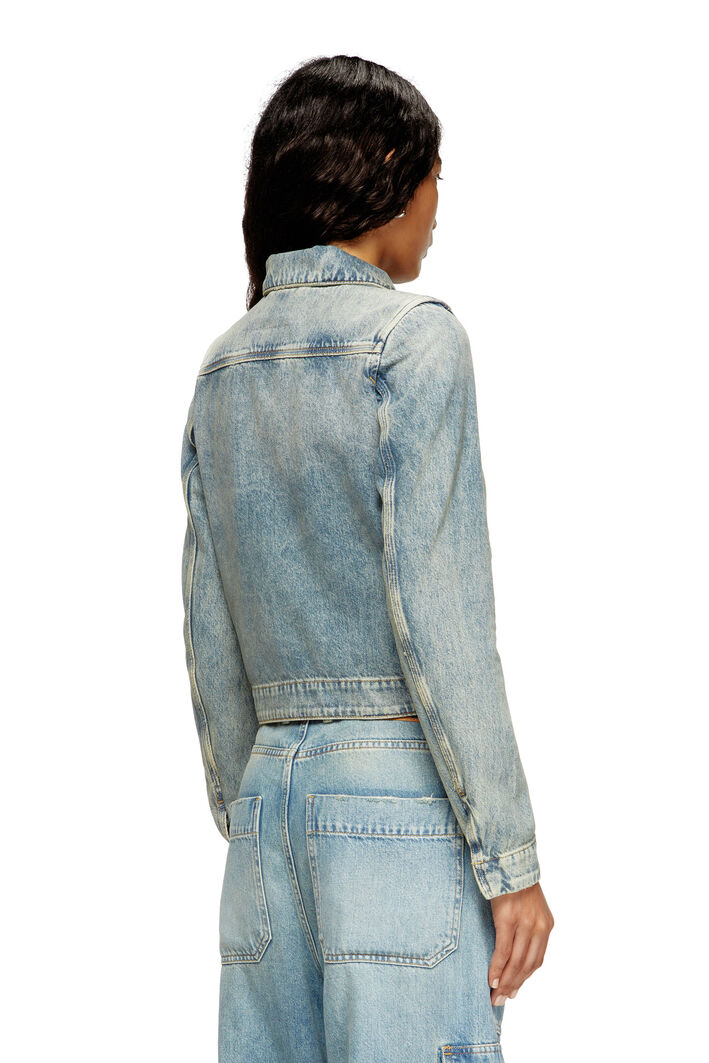 Diesel - DE-CORB, Woman's Jacket in dirt-effect fluid denim in Light Blue - 4