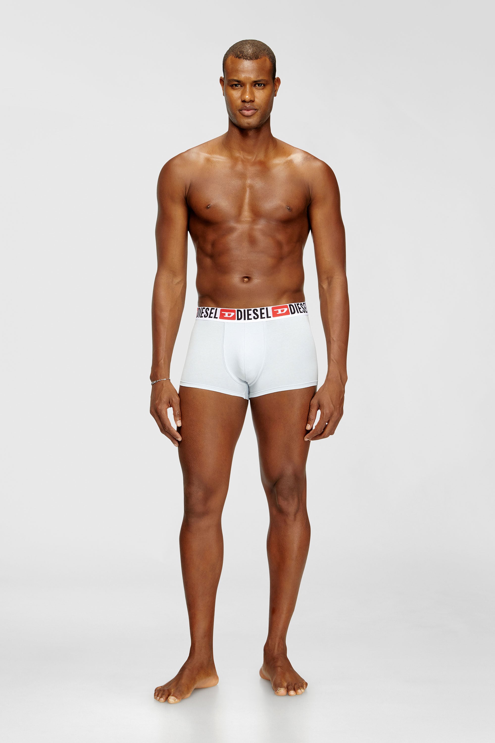 Diesel - UMBX-DAMIENTHREEPACK, Man's Three-pack of all-over logo waist boxers in Light Blue - 1