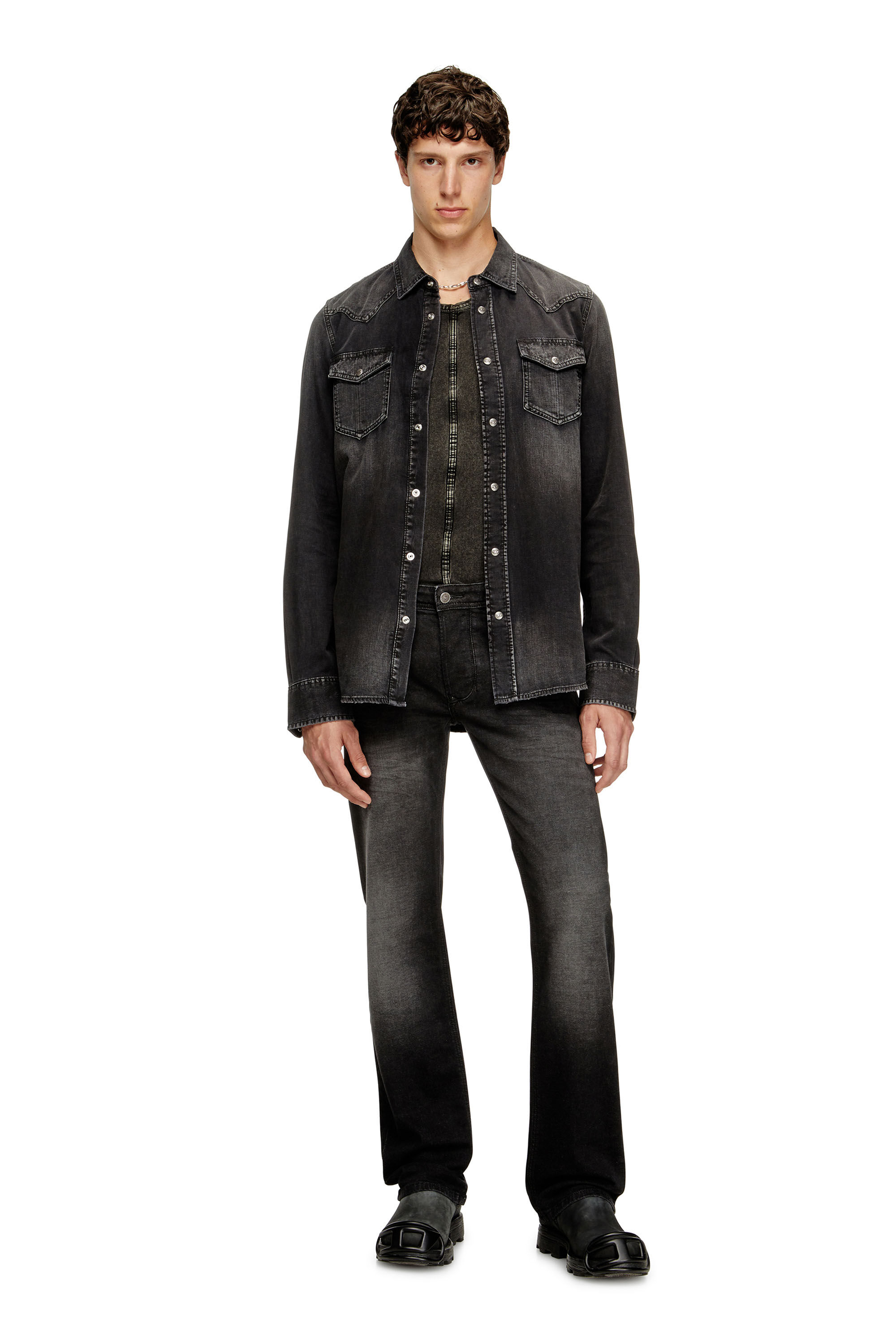 Diesel - D-VEGA, Man's Denim overshirt in Black - 1