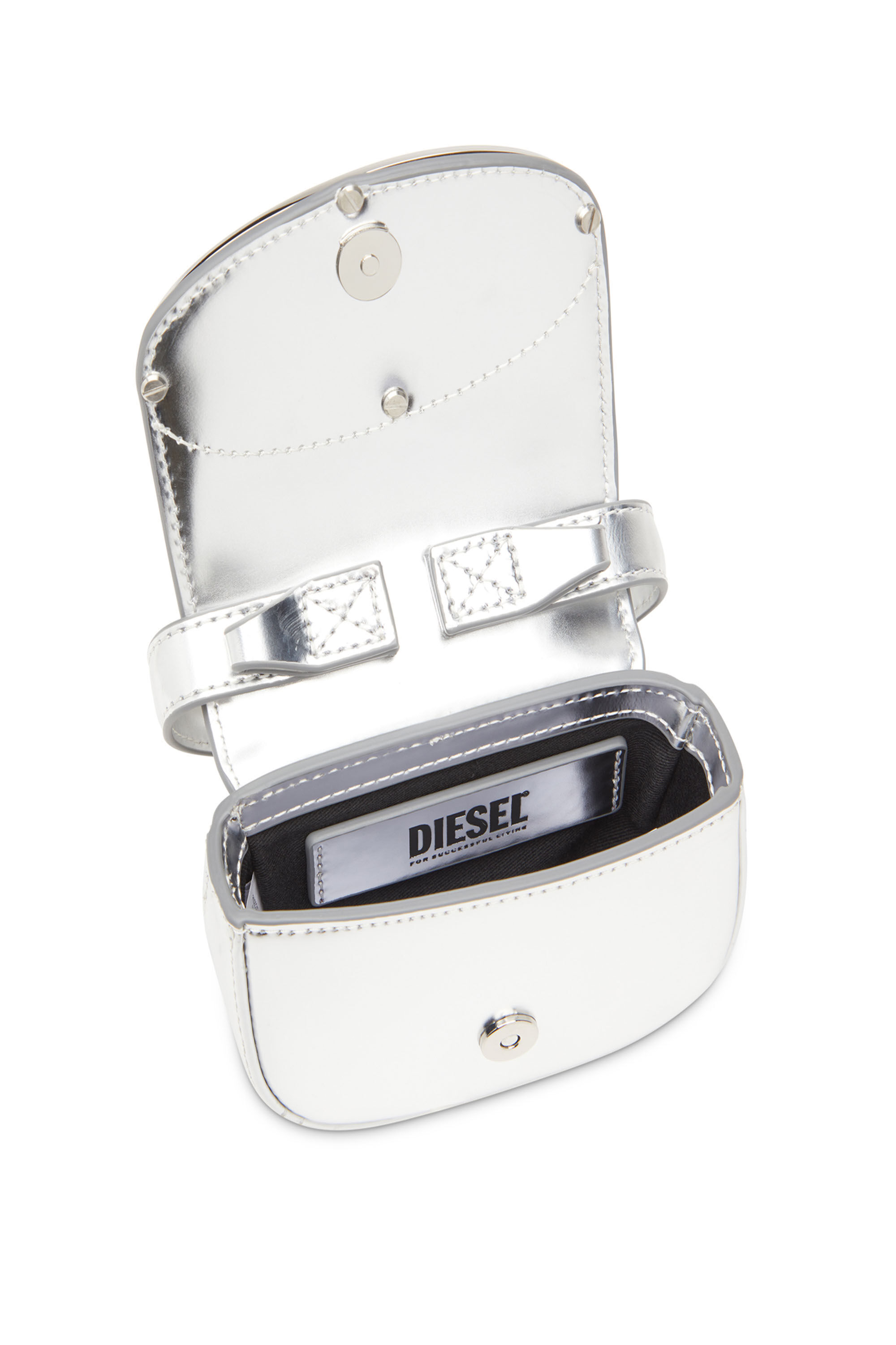 Women's 1DR-Iconic shoulder bag in mirrored leather | Silver