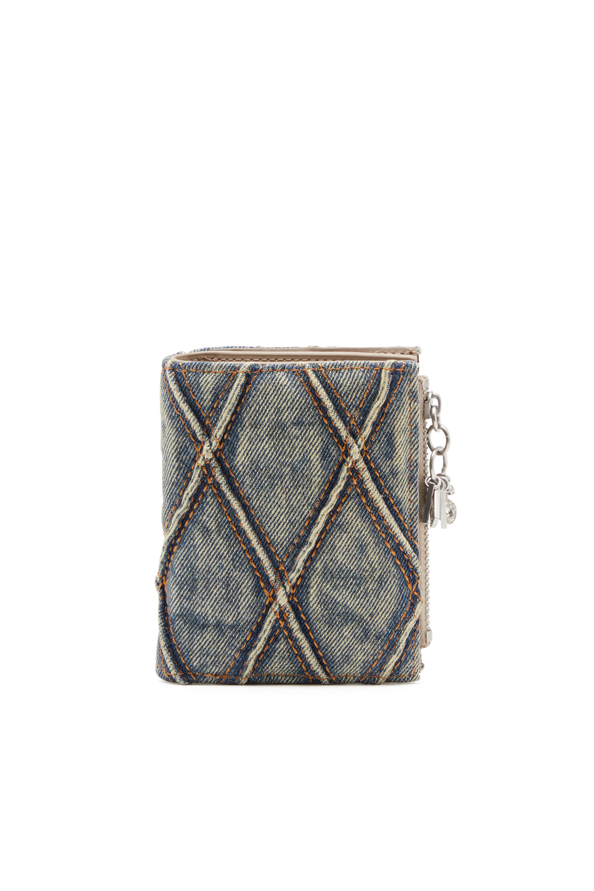DIESEL☆ Wallet purse in argyle quilted denim グレー Women's Wallet purse in argyle quilted denim | Blue | Diesel