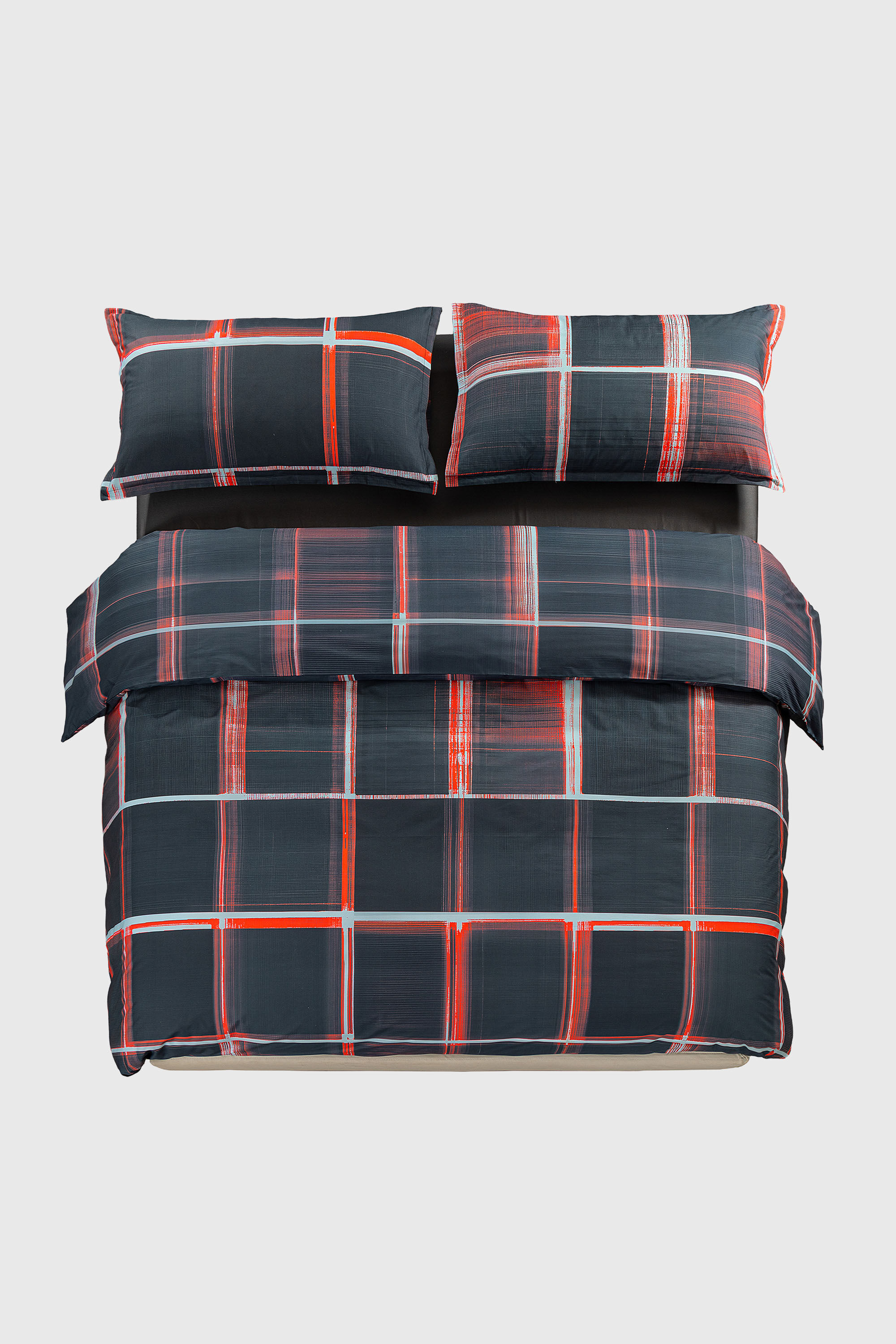 Diesel - 1016331 PSYCHEDELIC CHECKS DARK  DUVET C, Unisex's Percale duvet cover parure  for a queen-size bed in Black/Red - 1