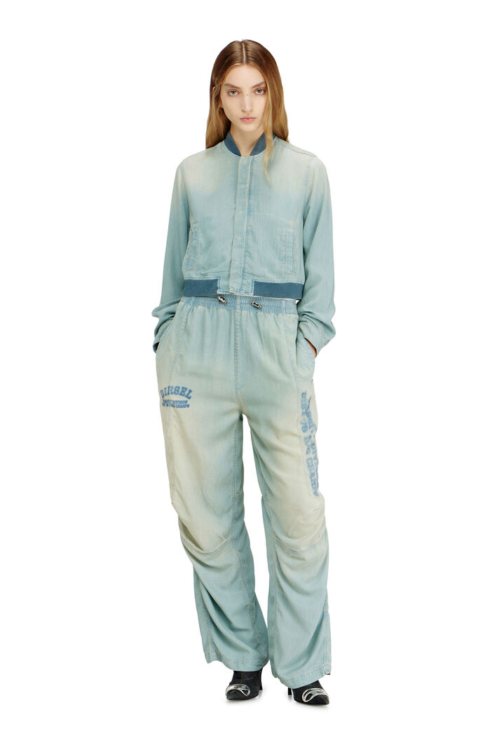 Diesel - DE-RANIA-S1, Woman's Bomber-shirt in fluid dirt-effect denim in Light Blue - 2