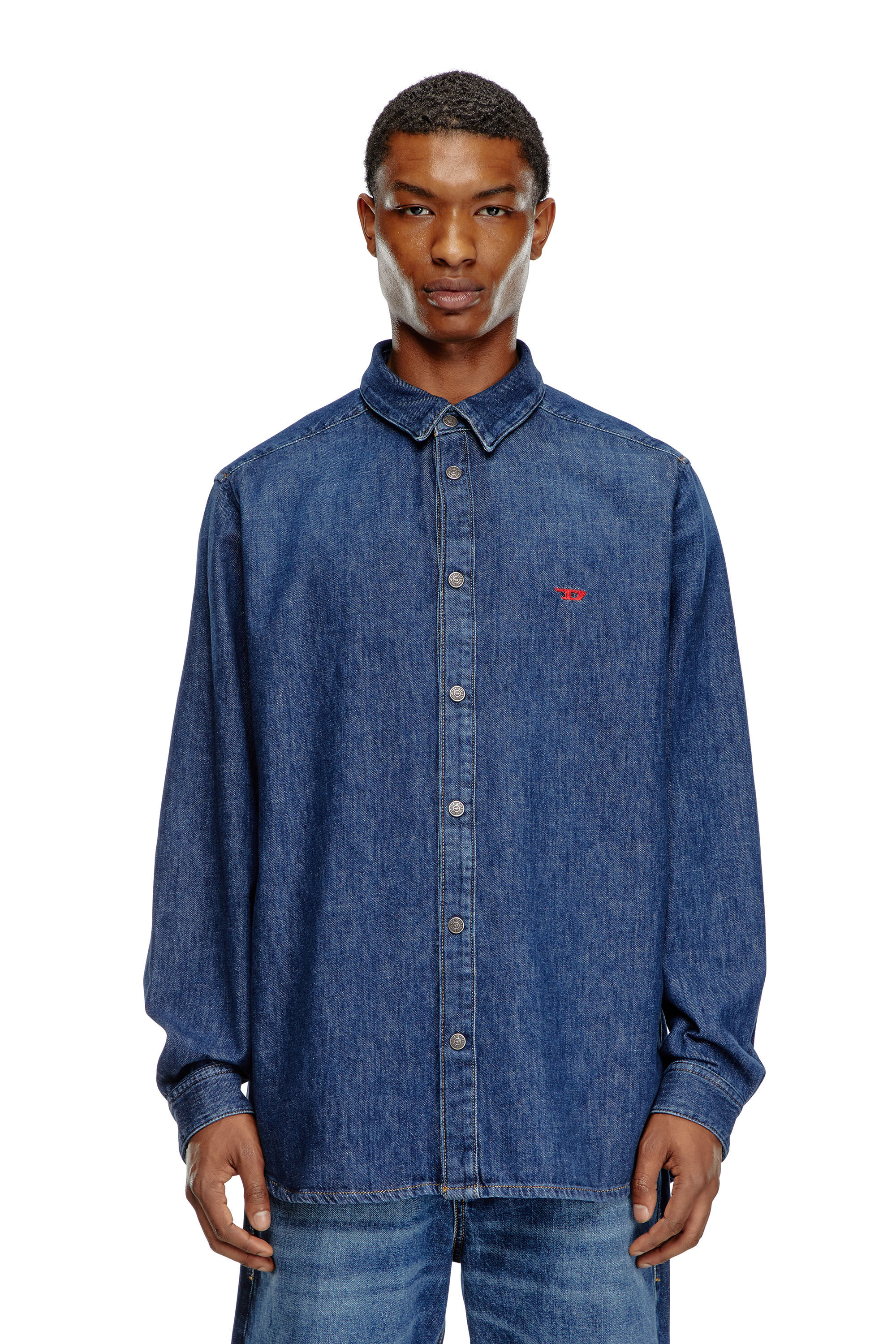 Diesel - D-SIMPLY, Man's Shirt in denim in Dark Blue - 5