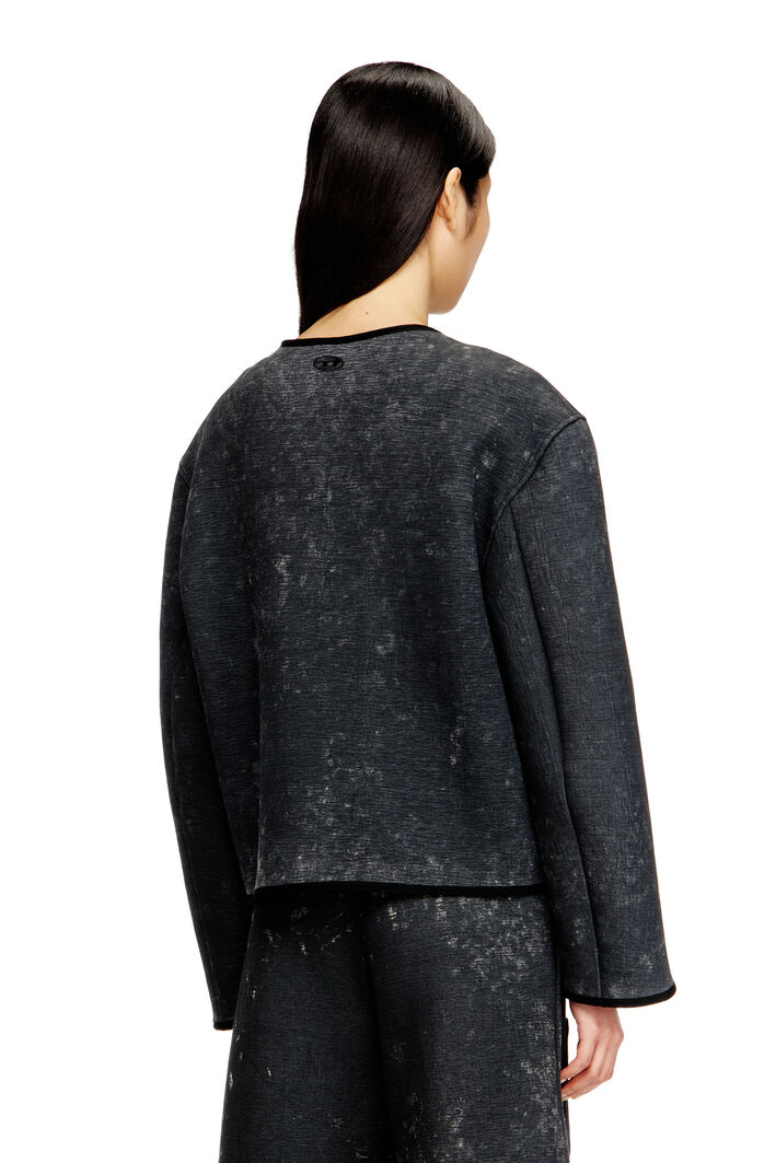 Diesel - G-TES, Woman's Marbled-effect scuba jacket with pockets in Dark grey - 4