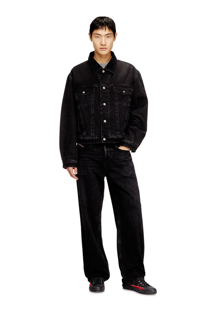 Diesel - D-RANGER-T, Unisex's Padded trucker jacket in denim in Black - 4
