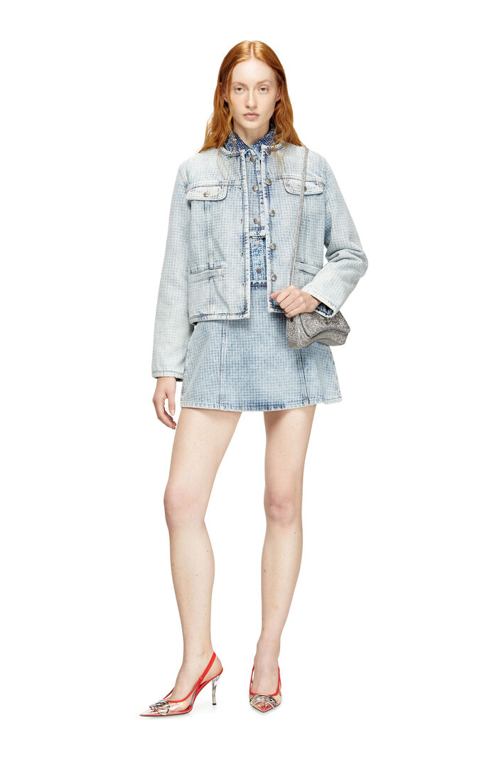 Diesel - DE-GRAFY-S, Woman's Jacket in graphic denim with crystals in Light Blue - 2