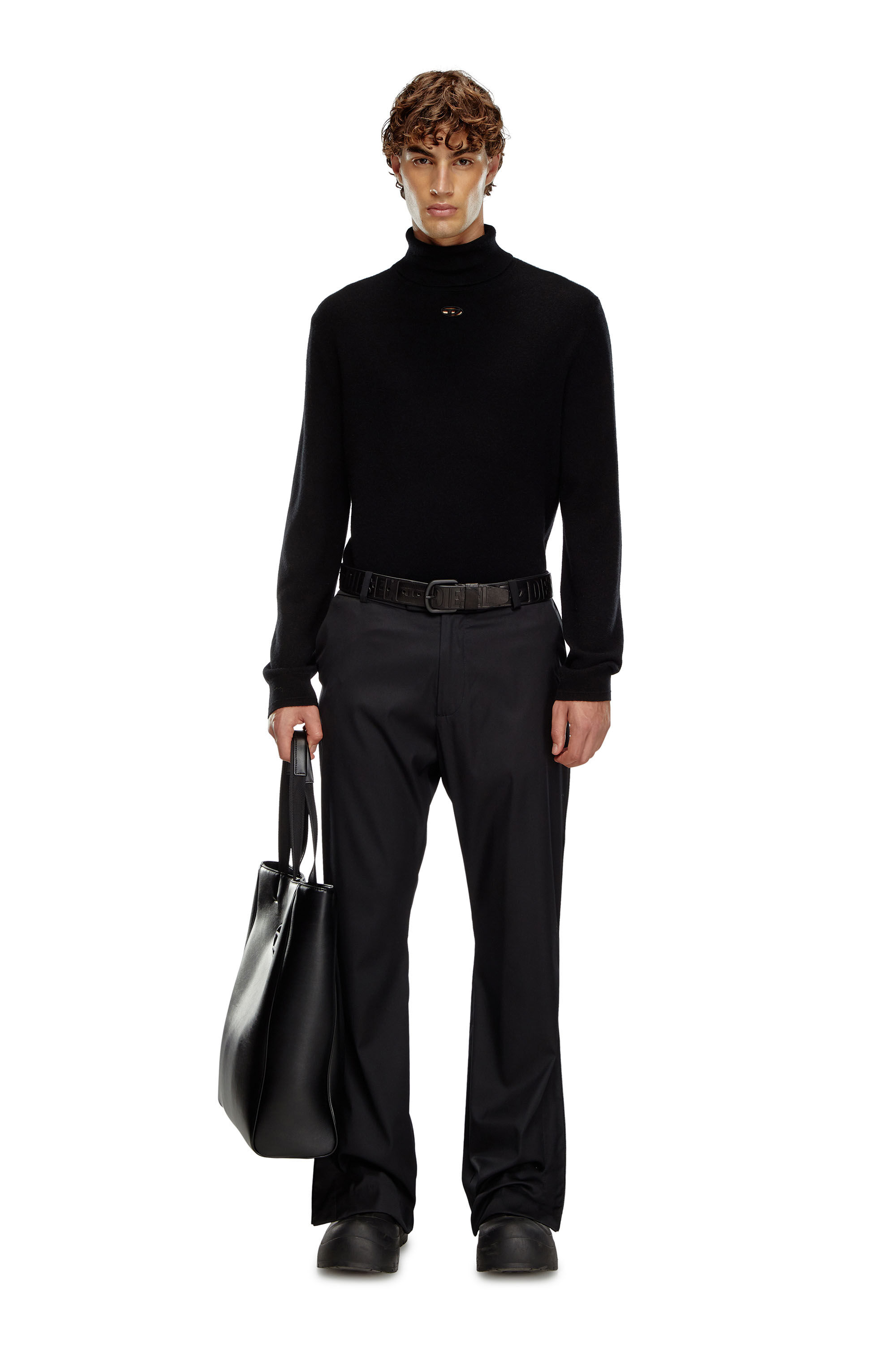 Diesel - K-VIERI-TN, Man's Turtleneck jumper in wool and cashmere in Black - 1