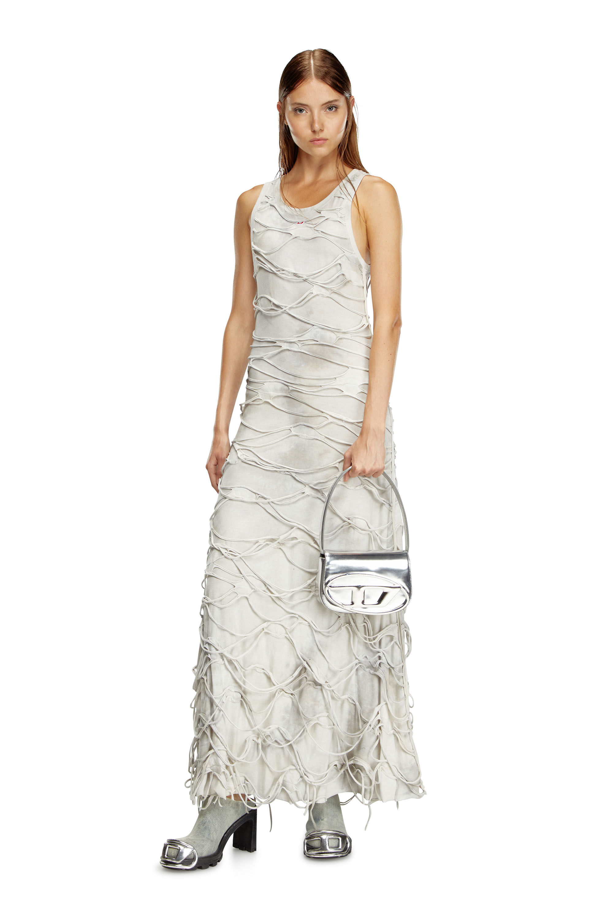 Women's 1DR-Iconic shoulder bag in mirrored leather | Silver